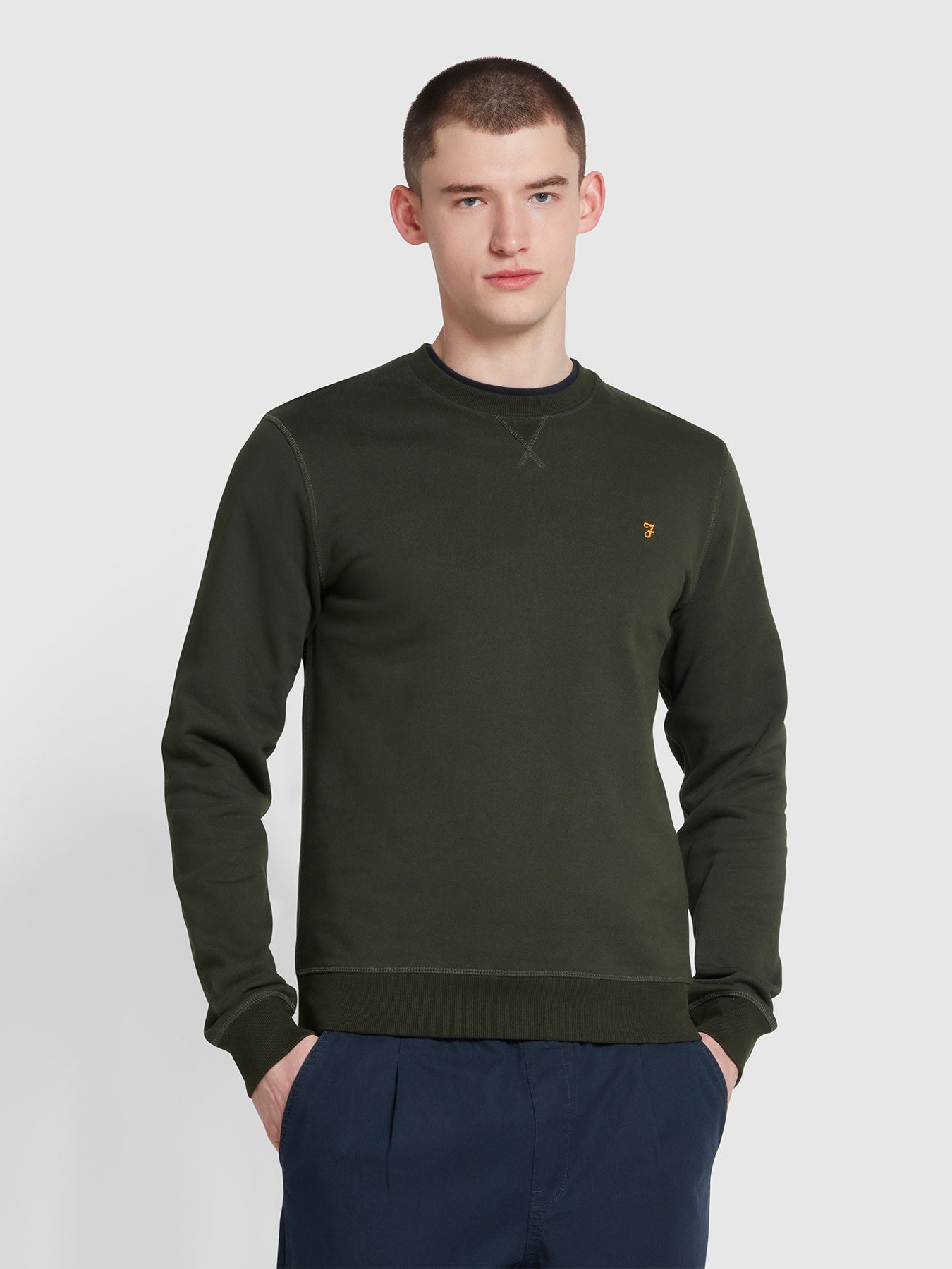 View Tim Organic Cotton Crew Neck Sweatshirt In Evergreen information