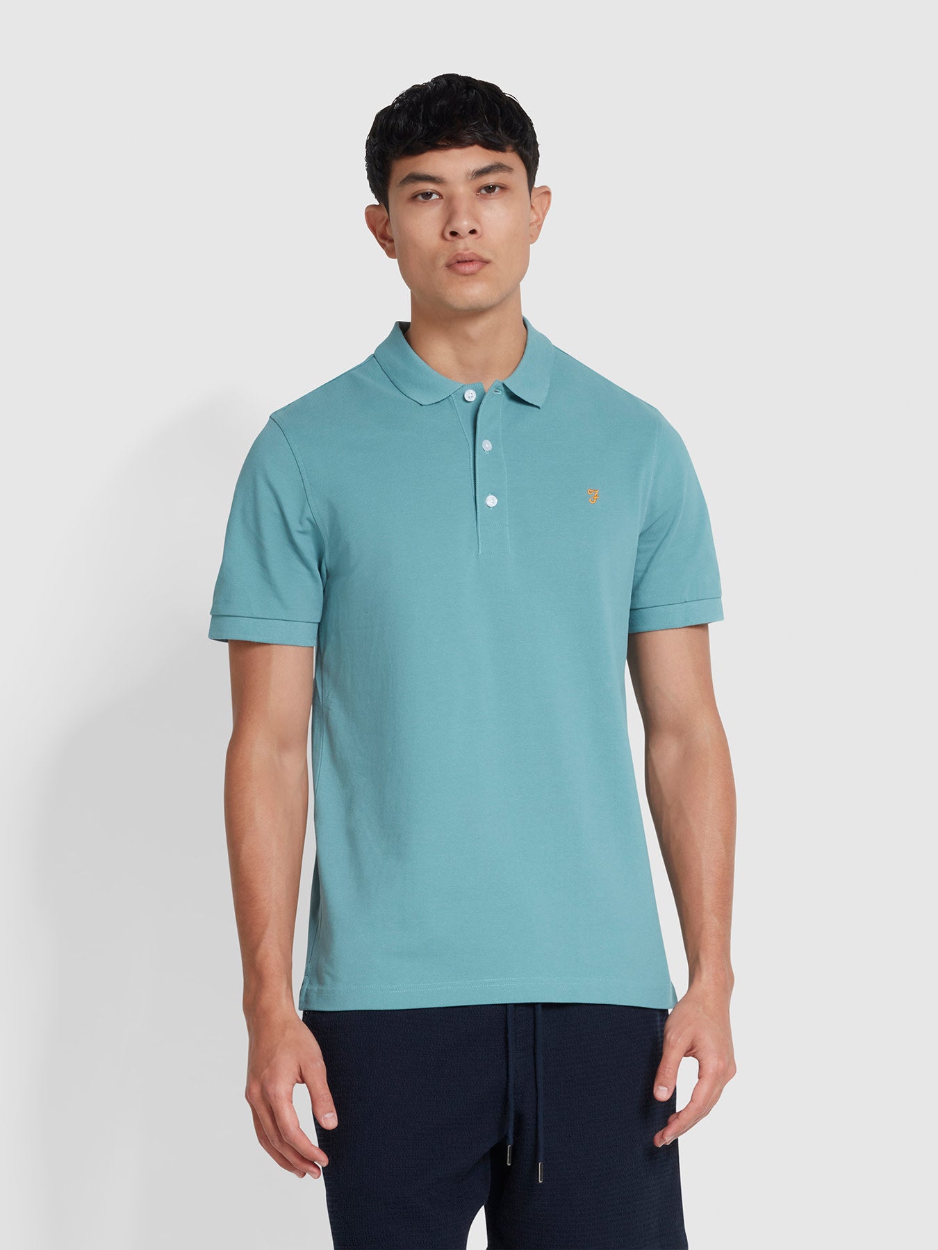 View Blanes Organic Cotton Short Sleeve Polo Shirt In Brook Blue information