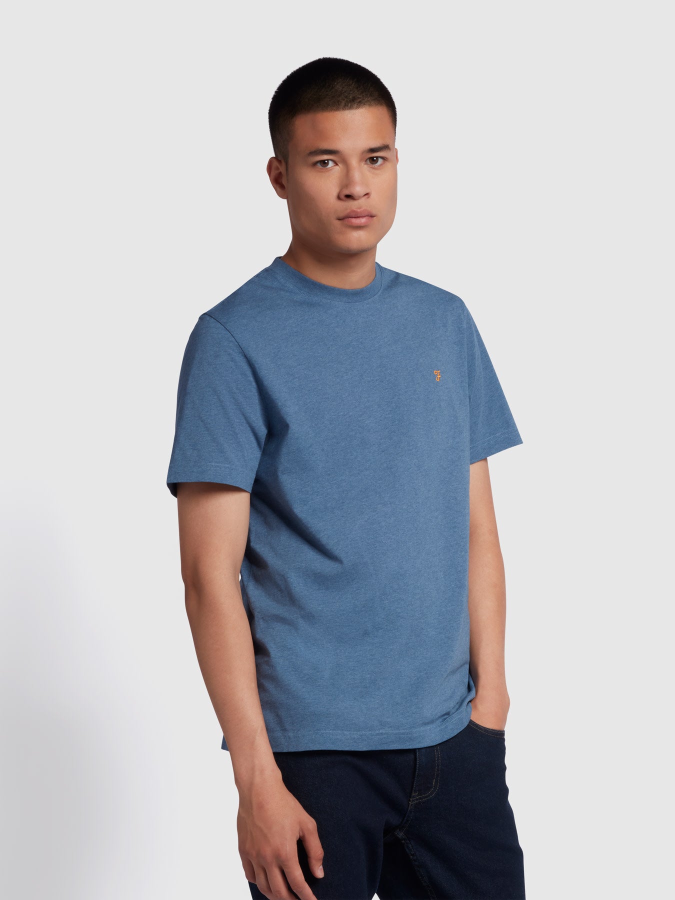 View Danny Regular Fit Organic Cotton TShirt In Dark Denim Marl information