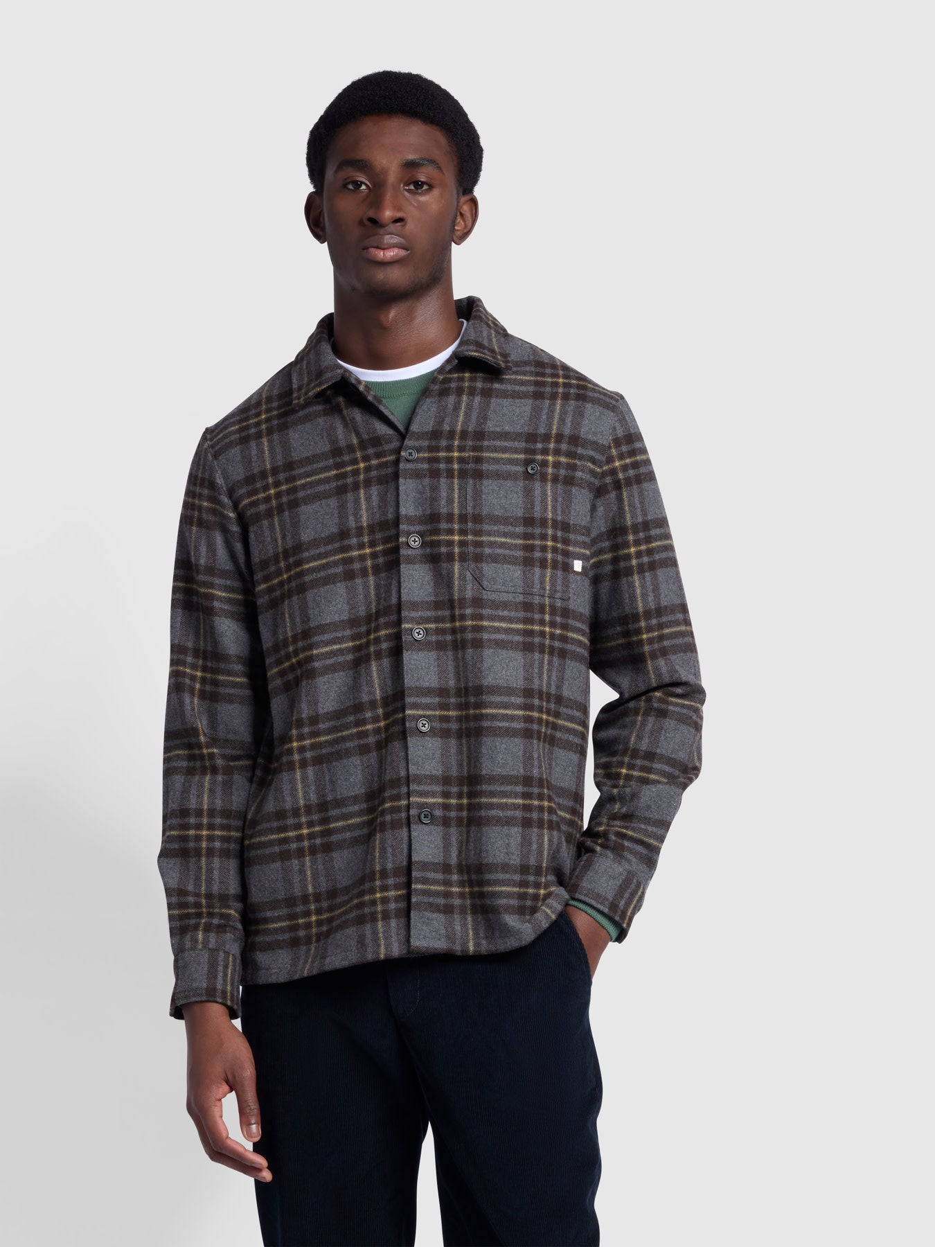 View Torino Casual Fit Long Sleeve Check Overshirt In Farah Grey Marl information