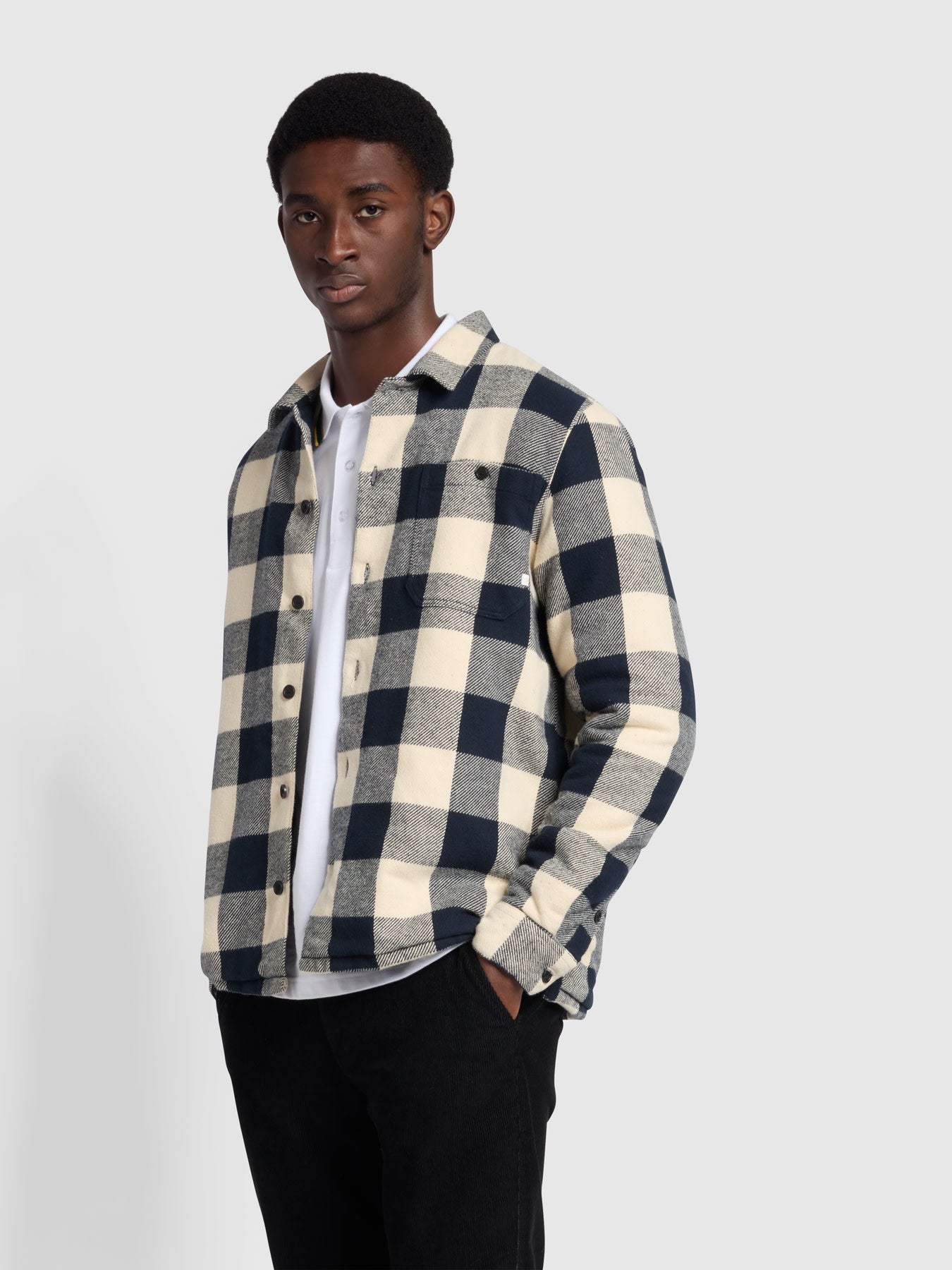 View Veneto Relaxed Fit Long Sleeve Wadded Overshirt In Fog information
