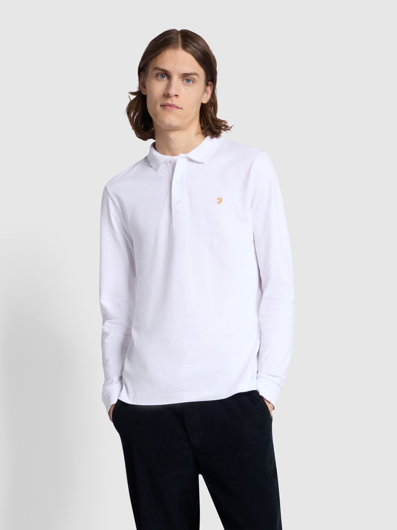 View Blanes Organic Cotton Long Sleeve Polo Shirt In White information