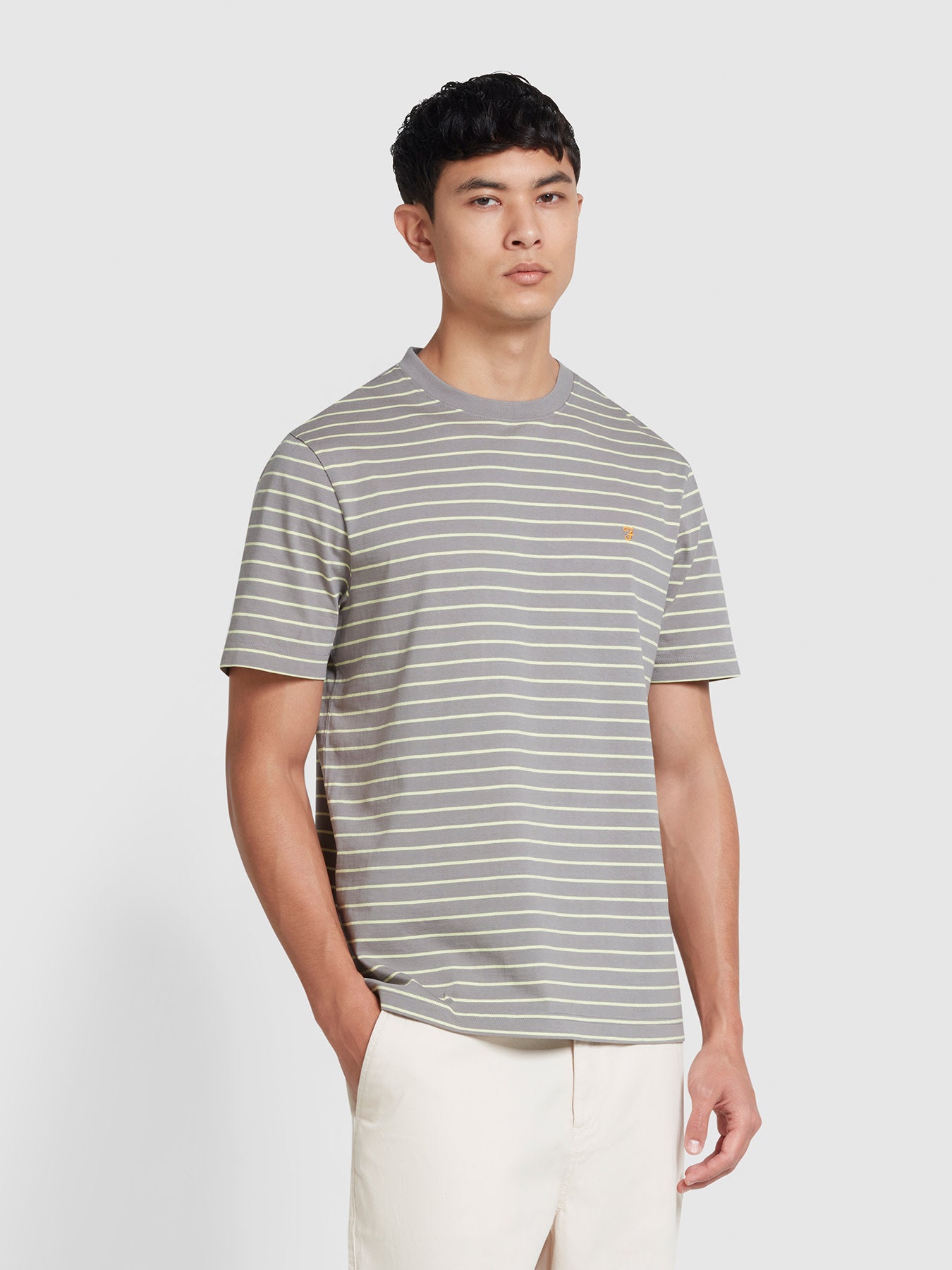 Oakland Regular Fit Bretton Stripe T-Shirt In Rail Grey