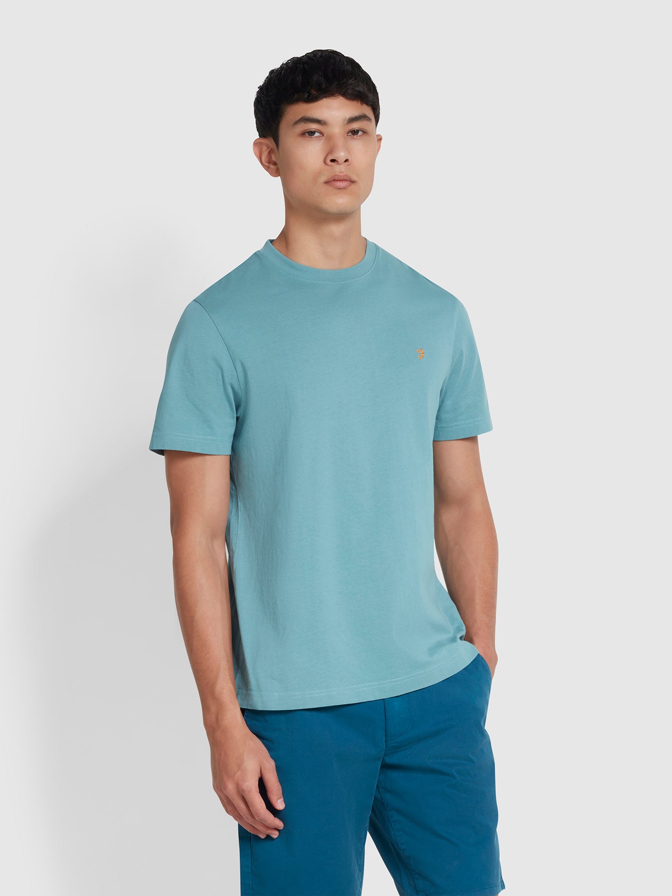 View Danny Regular Fit Organic Cotton TShirt In Brook Blue information