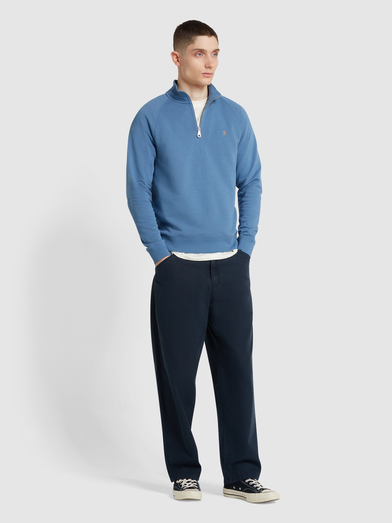 View Greenport Loose Fit Canvas Trousers In True Navy information