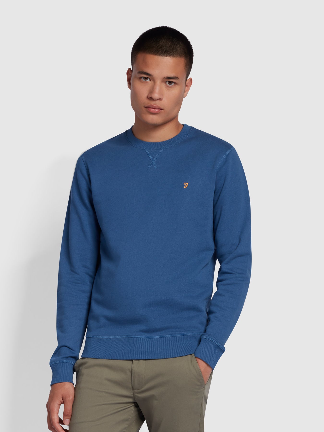 View Tim Slim Fit Crew Neck Sweatshirt In Steel Blue information