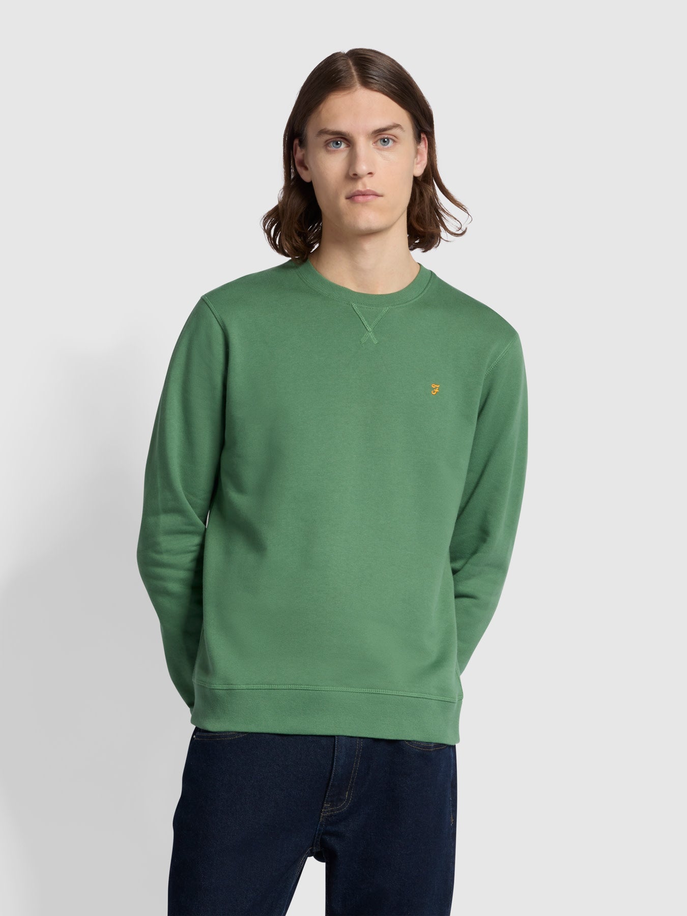 View Tim Slim Fit Crew Neck Sweatshirt In Wreath Green information