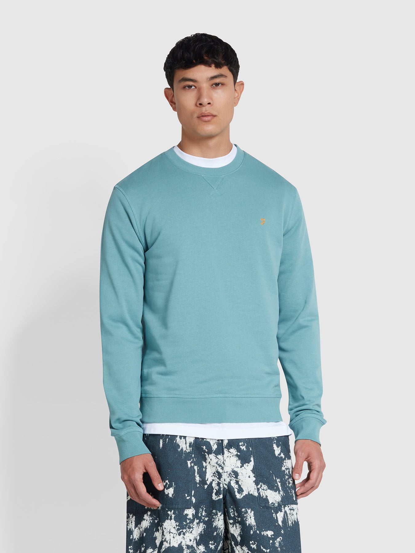 View Tim Organic Cotton Crew Neck Sweatshirt In Brook Blue information