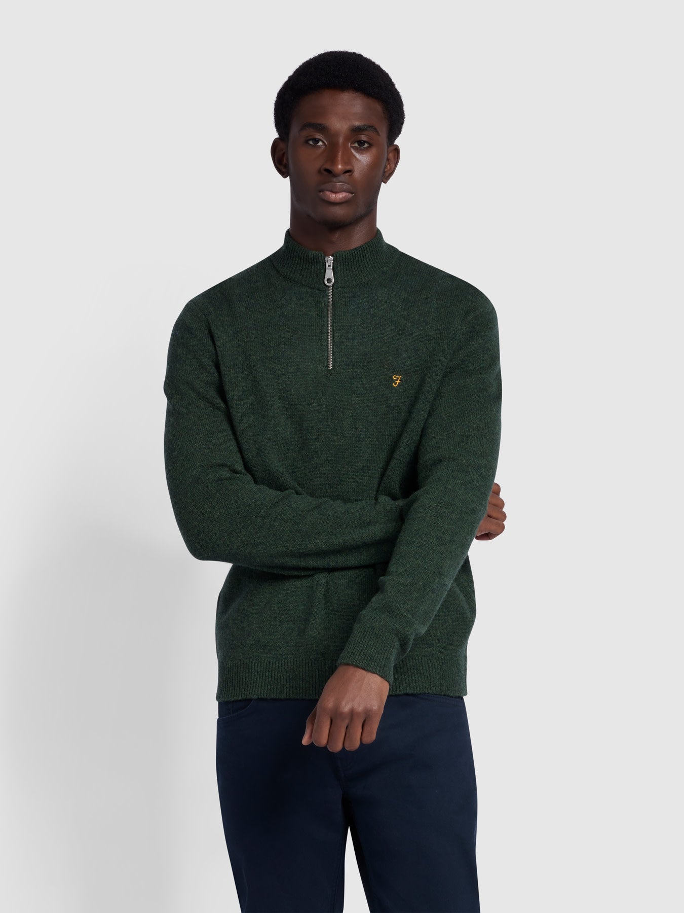 View Birchall Slim Fit Quarter Zip Sweater In Evergreen information