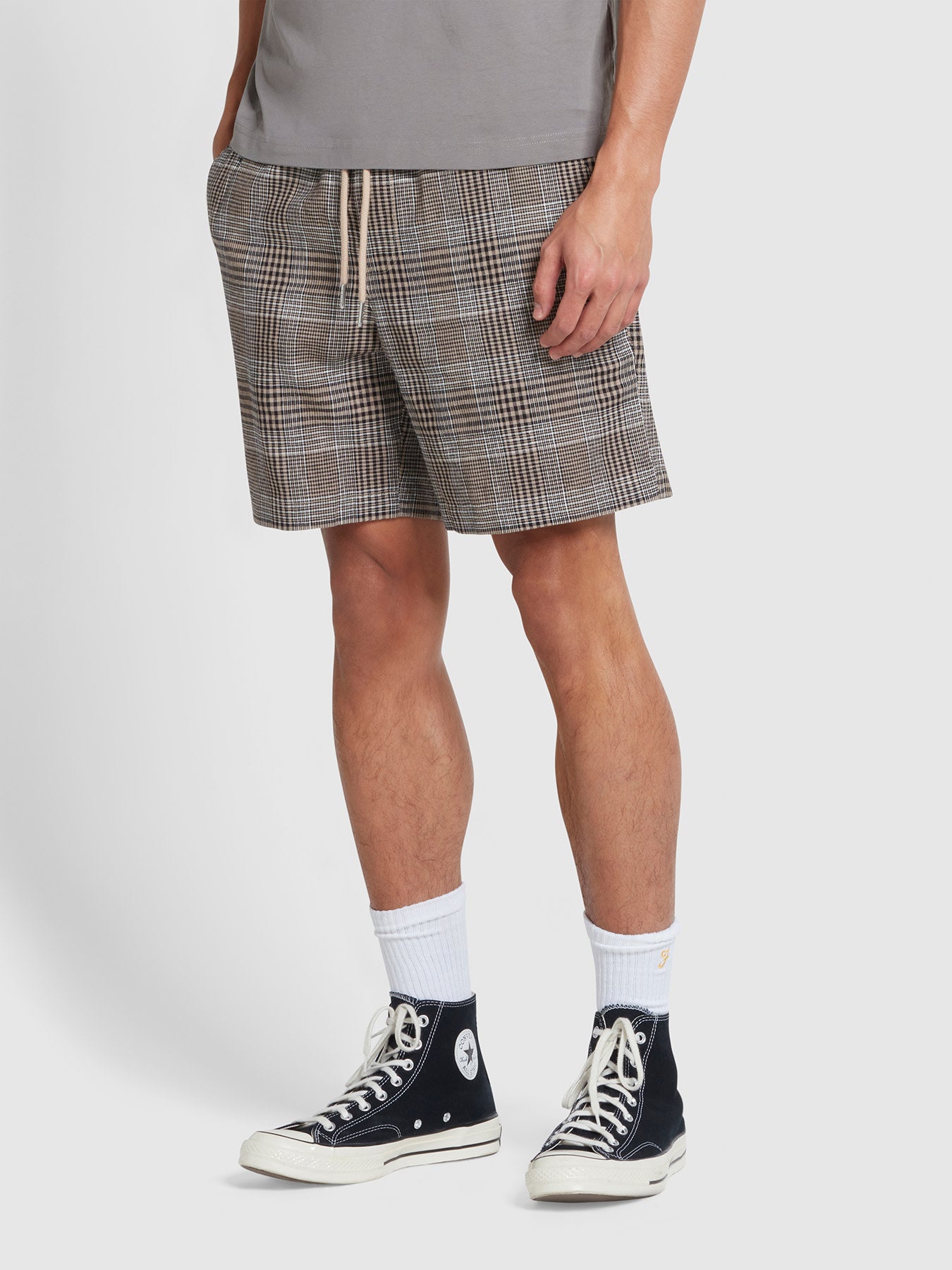 View Redwald Check Drawstring Shorts In True Khaki information