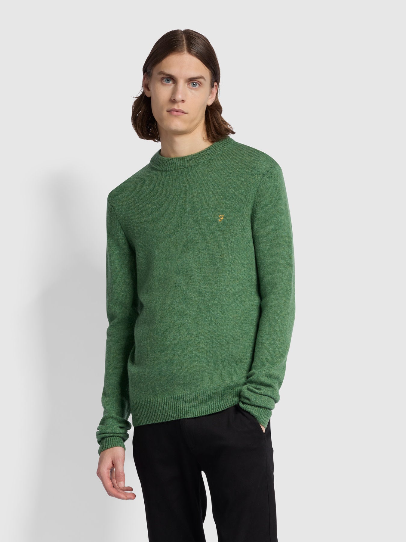 View Birchall Slim Fit Crew Neck Sweater In Wreath Green information