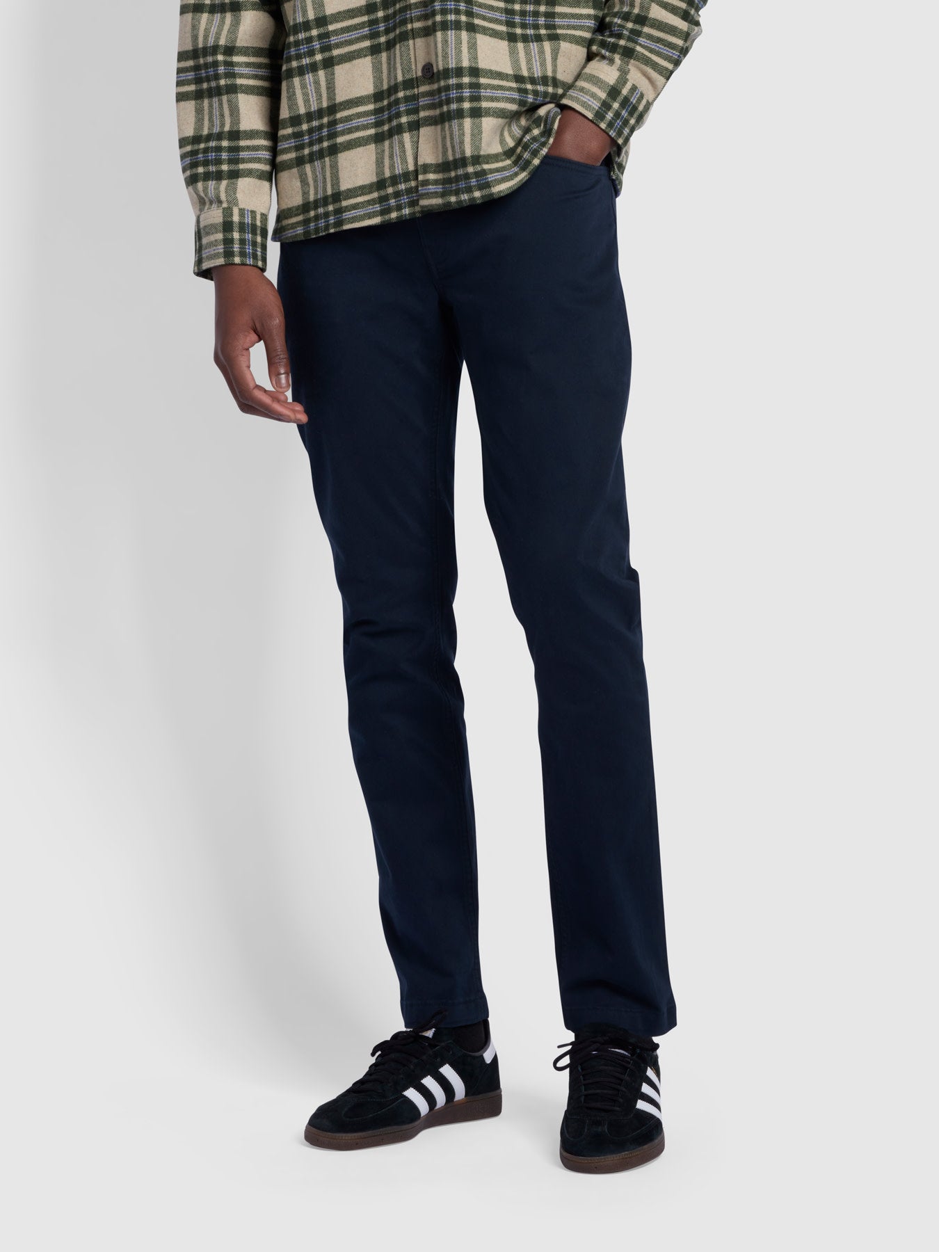 Elm Regular Slim Fit Heavy Twill Cord Trousers In True Navy