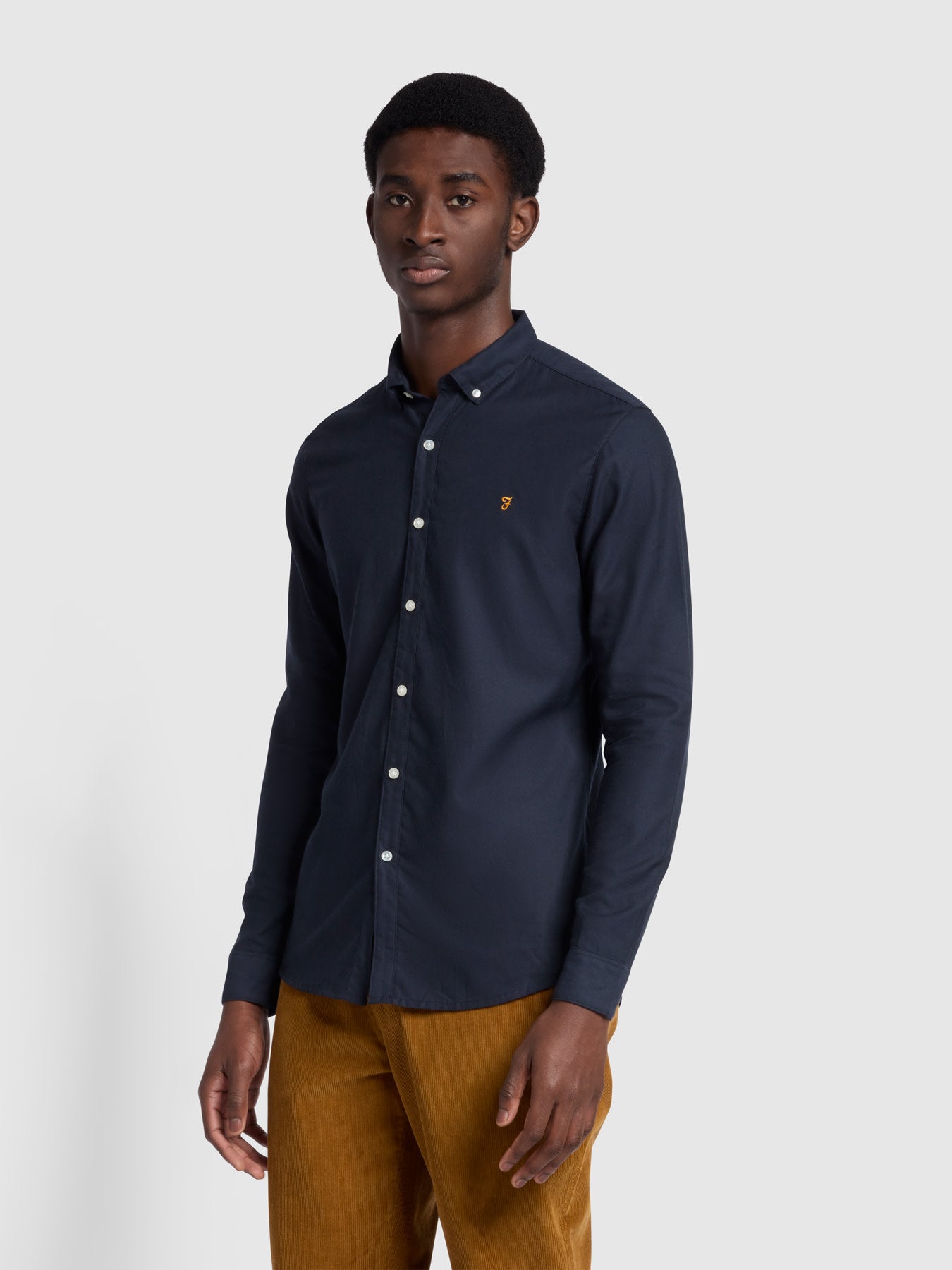 View Fraser Plain Button Down Shirt In True Navy information