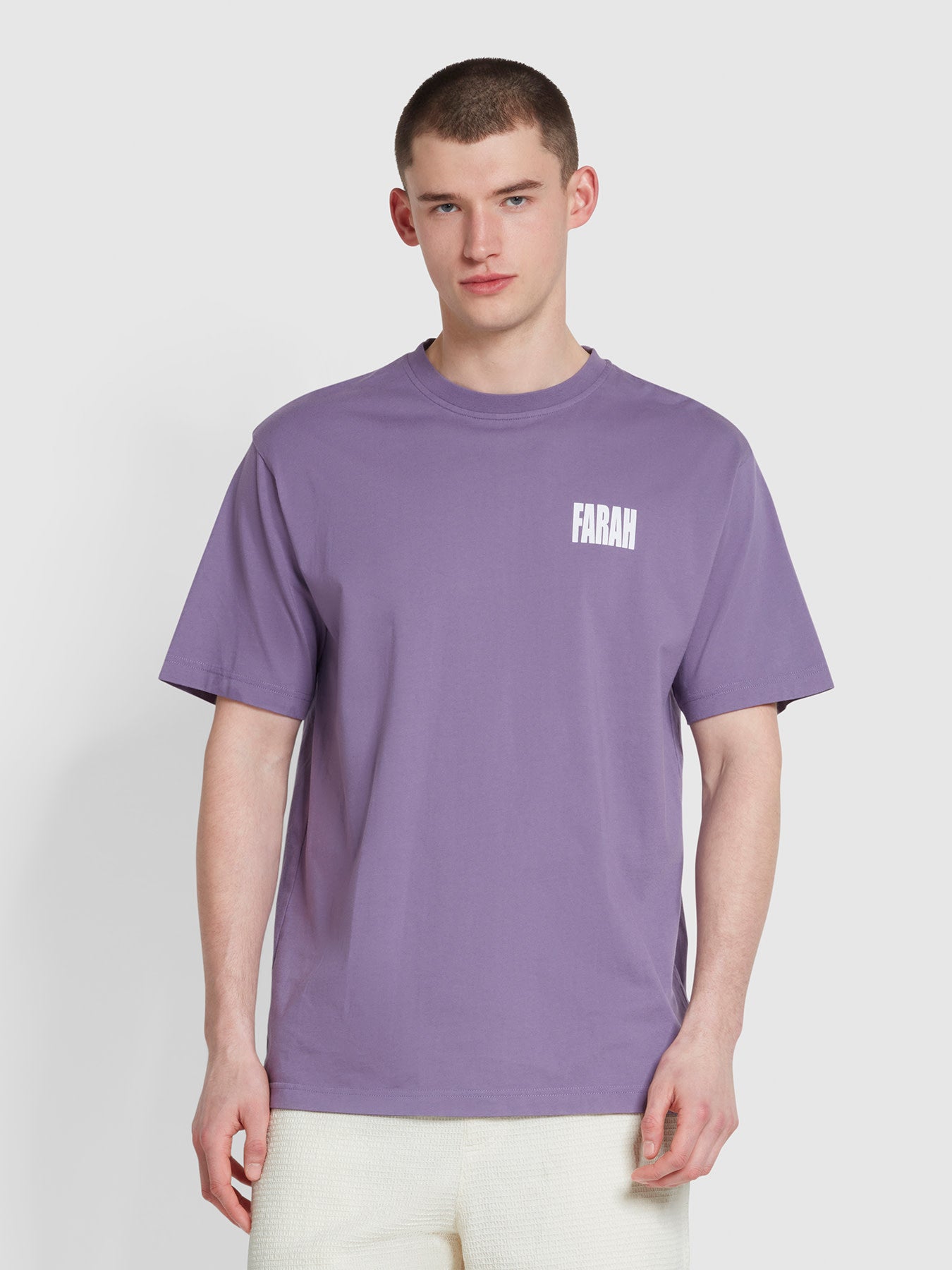 View Damon Farah Logo Print TShirt In Slate Purple information