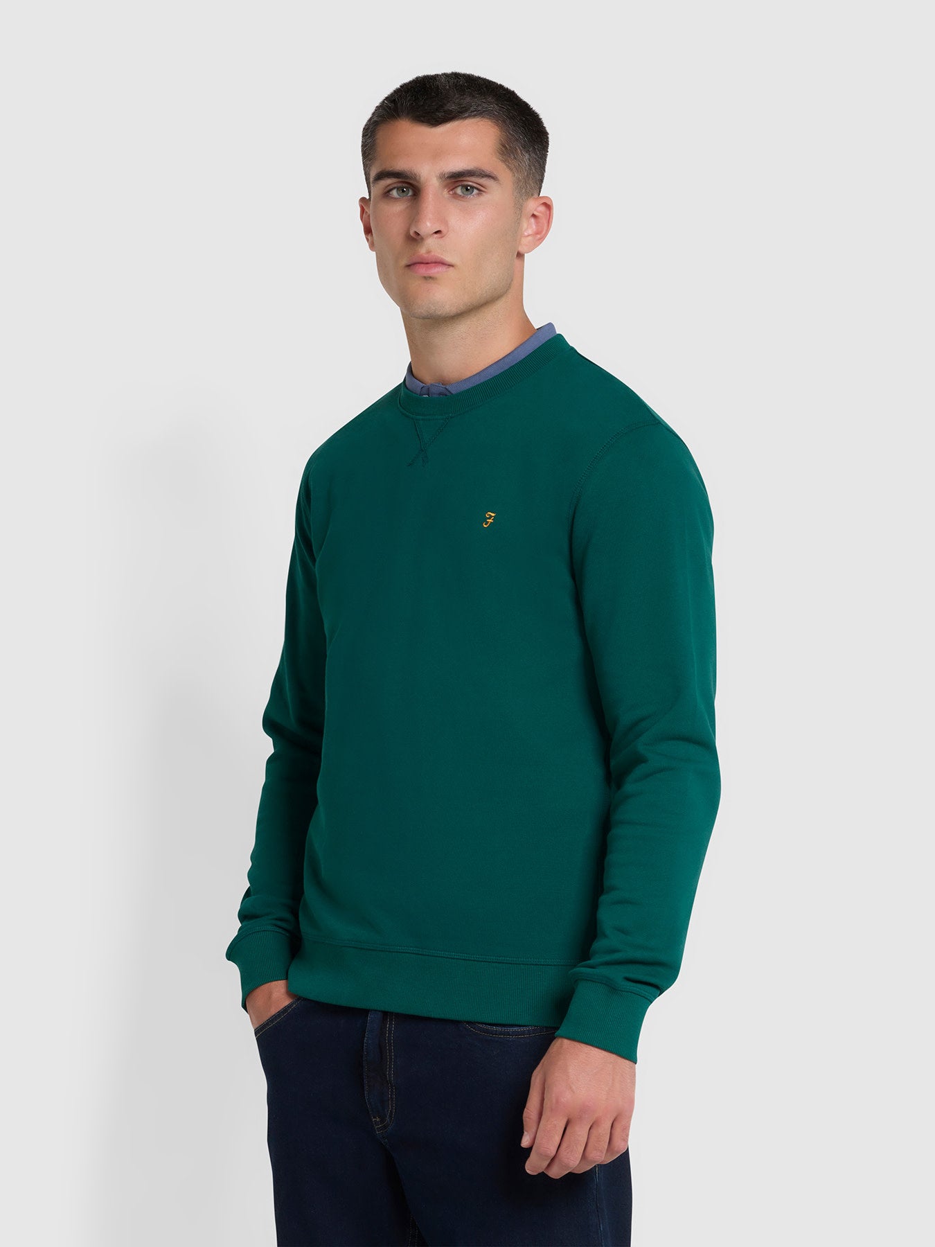 View Tim Organic Cotton Crew Neck Sweatshirt In Botanic Green information