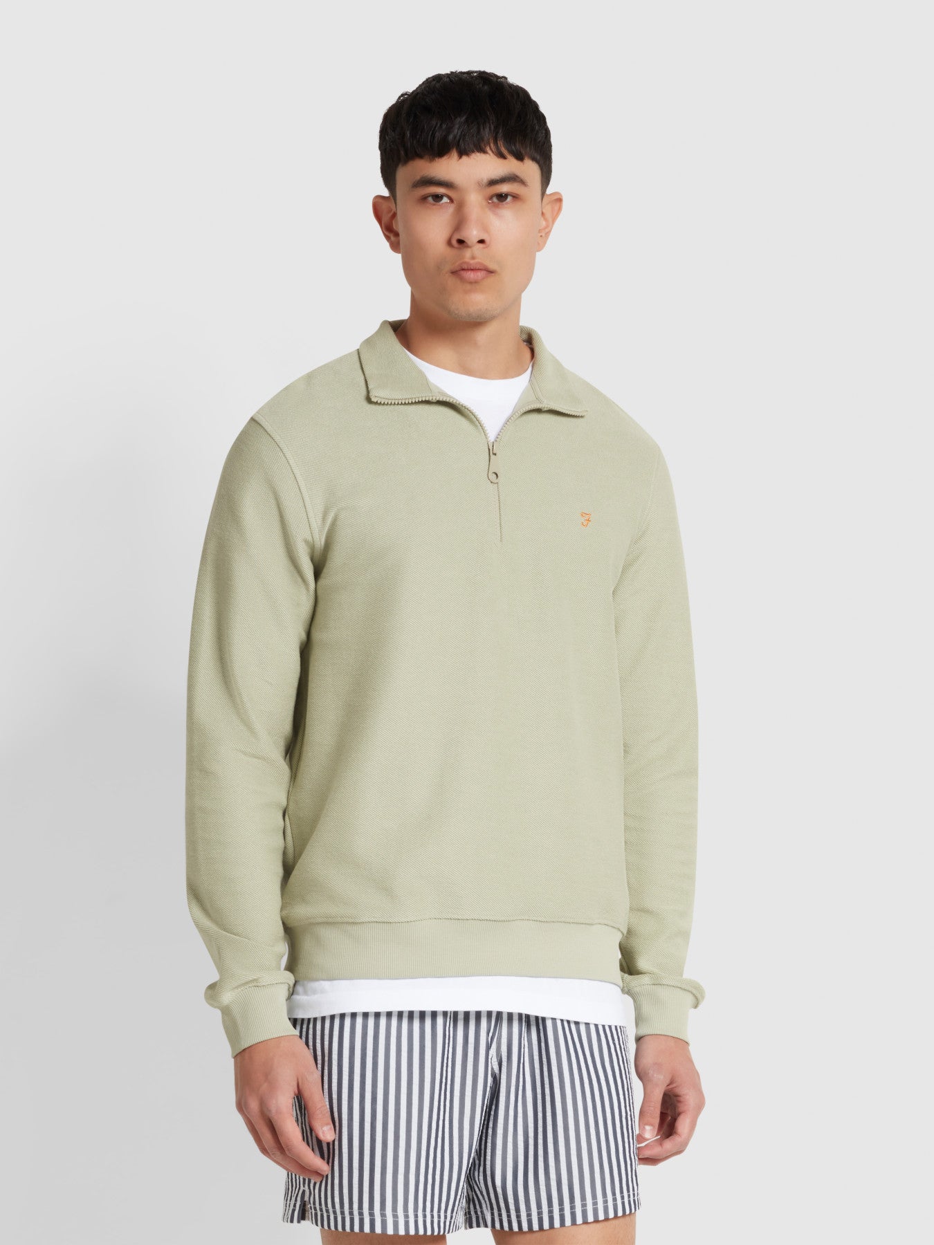 View Weah Organic Cotton Half Zip Sweatshirt In Balsam information