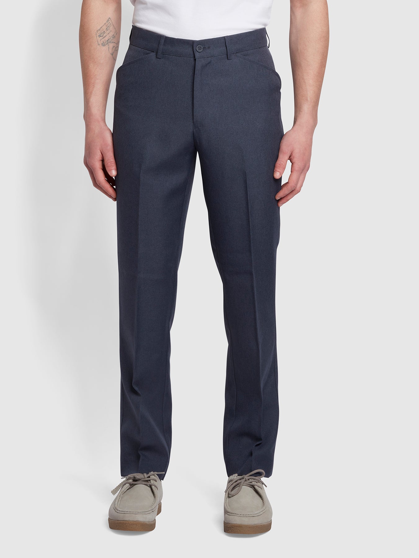 View Farah Roachman Traditional Twill Trousers In Indigo Blue Mens information