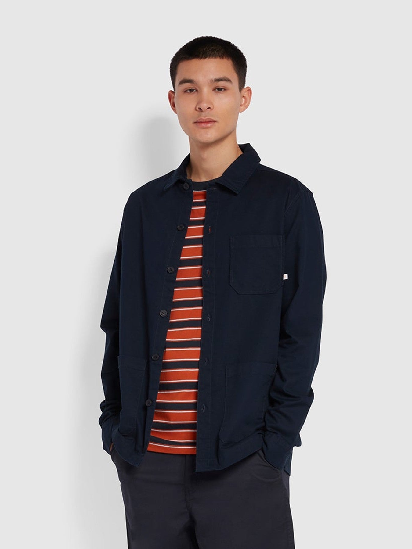 View Leckie Relaxed Fit Organic Cotton Shirt In True Navy information