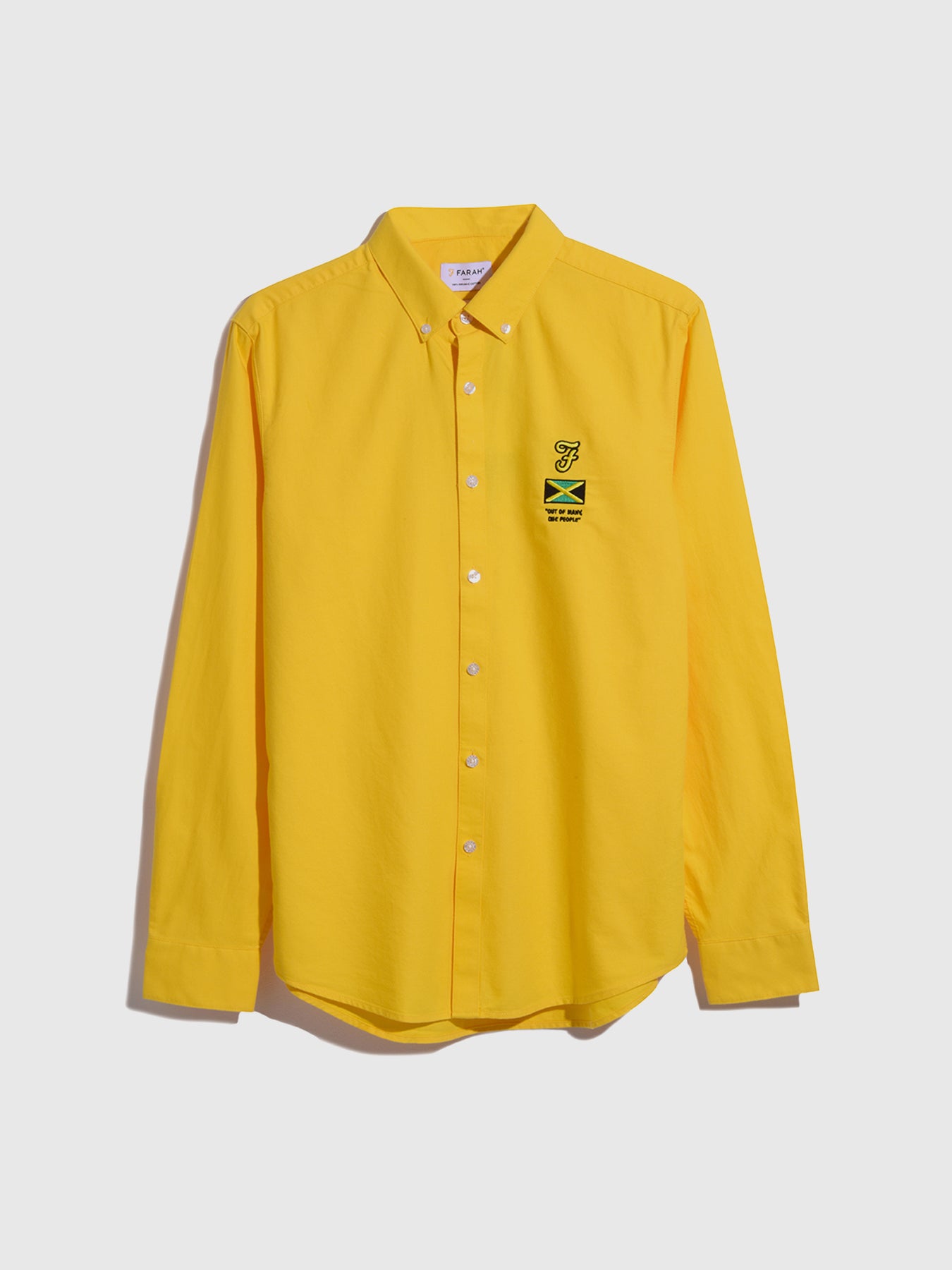View Farah X Jamaican Rugby Brewer Oxford Shirt In Freesia information