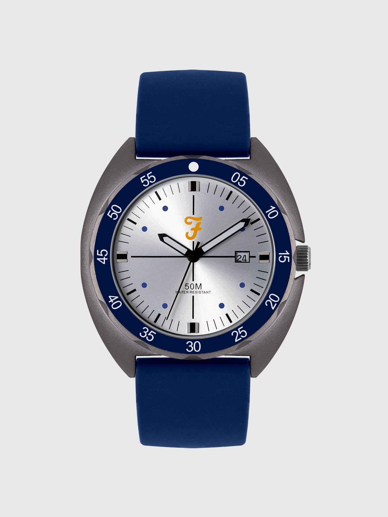 View Farah Black Silicone Strap Watch In Regatta Blue information