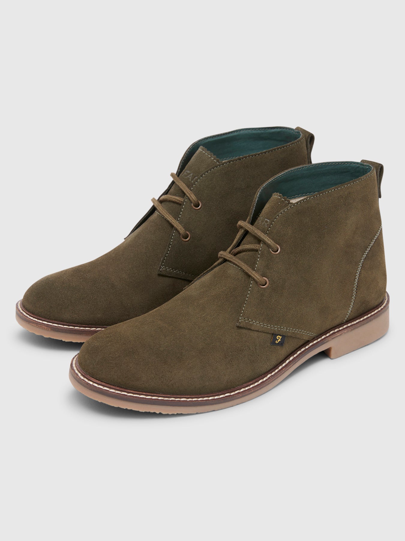 View Briggs Suede Leather Desert Boots In Olive information