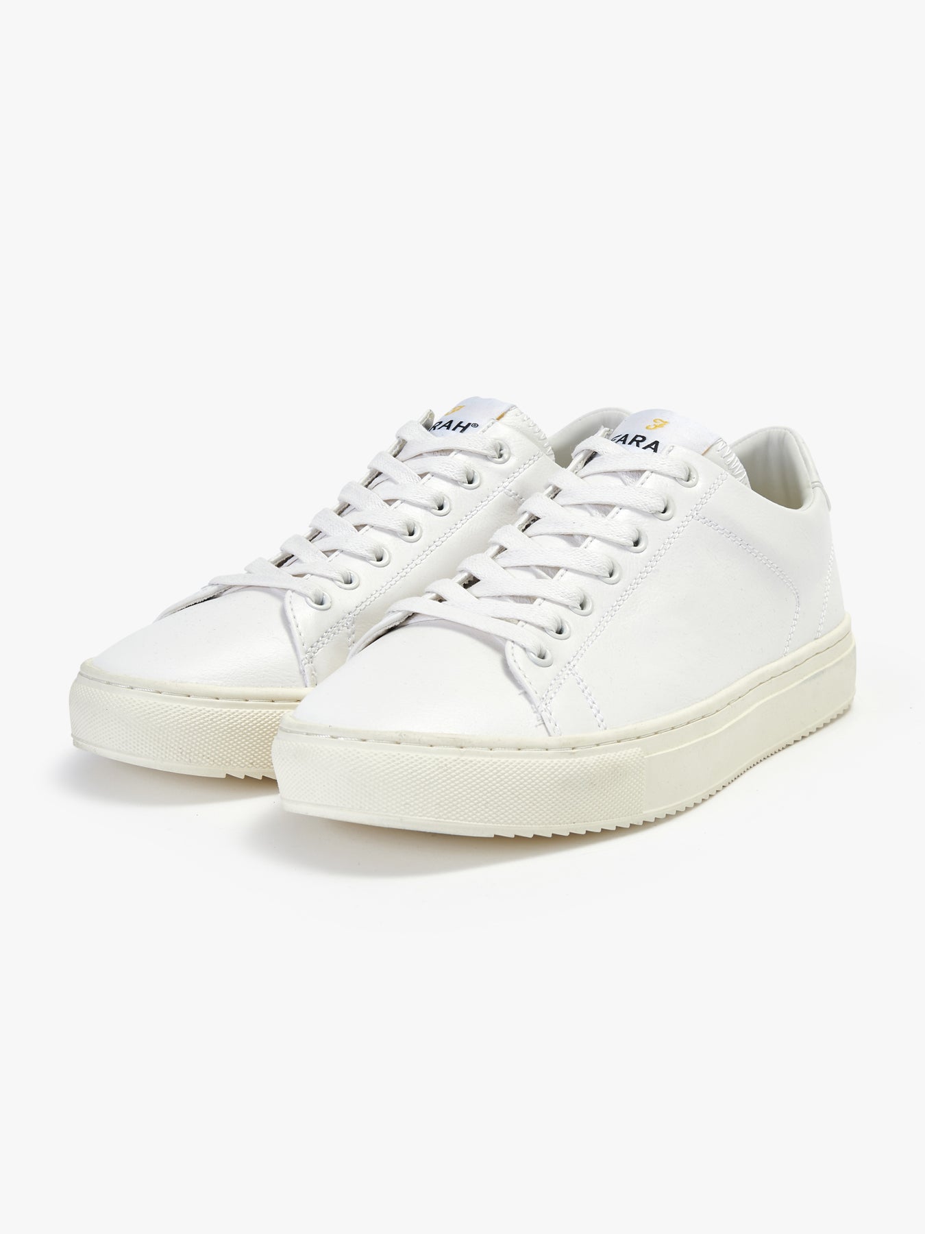 View Damon Leather Cupsole Trainers In White information