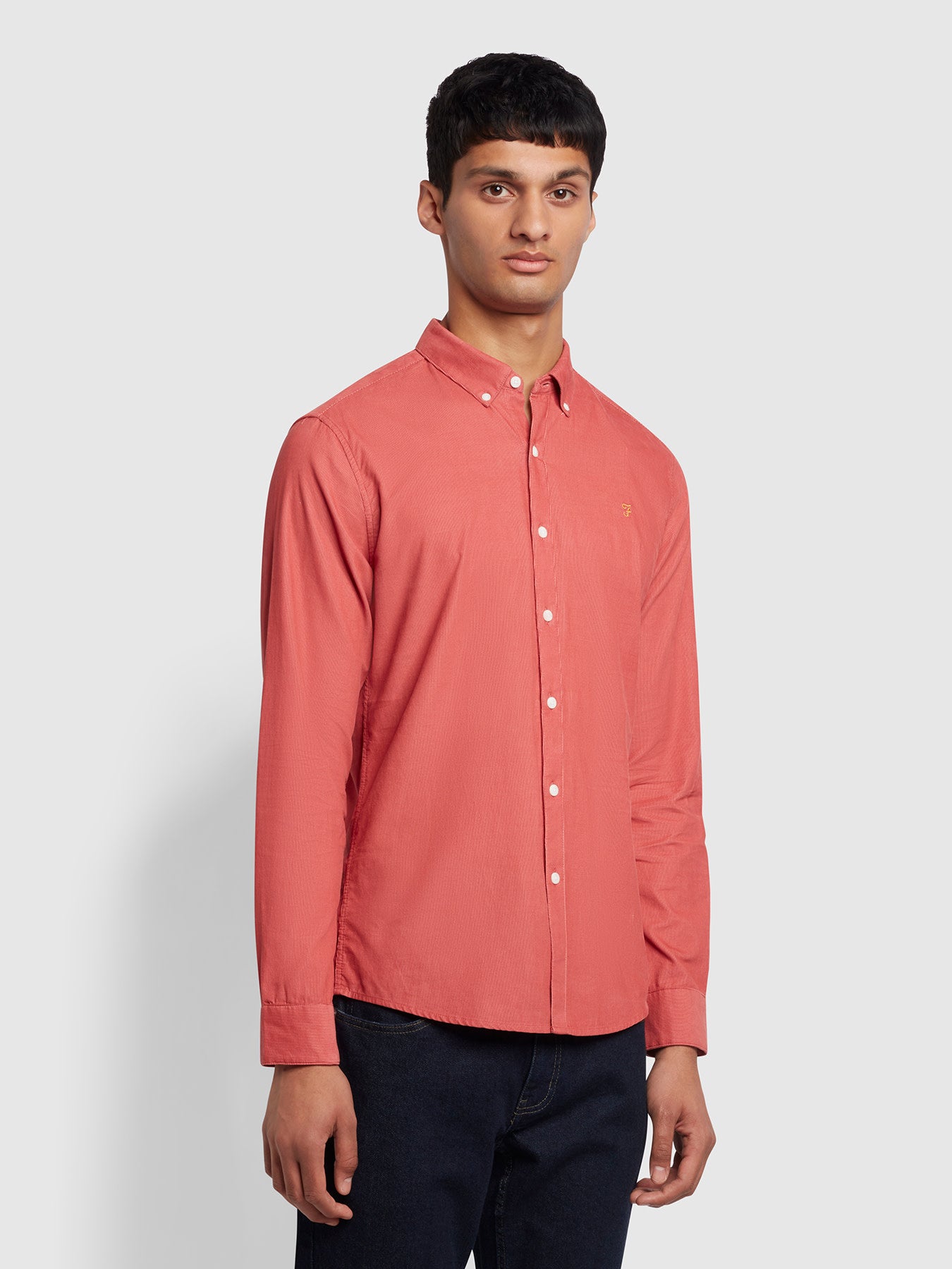 View Fontella Slim Fit Corduroy Shirt In Dark Rose information