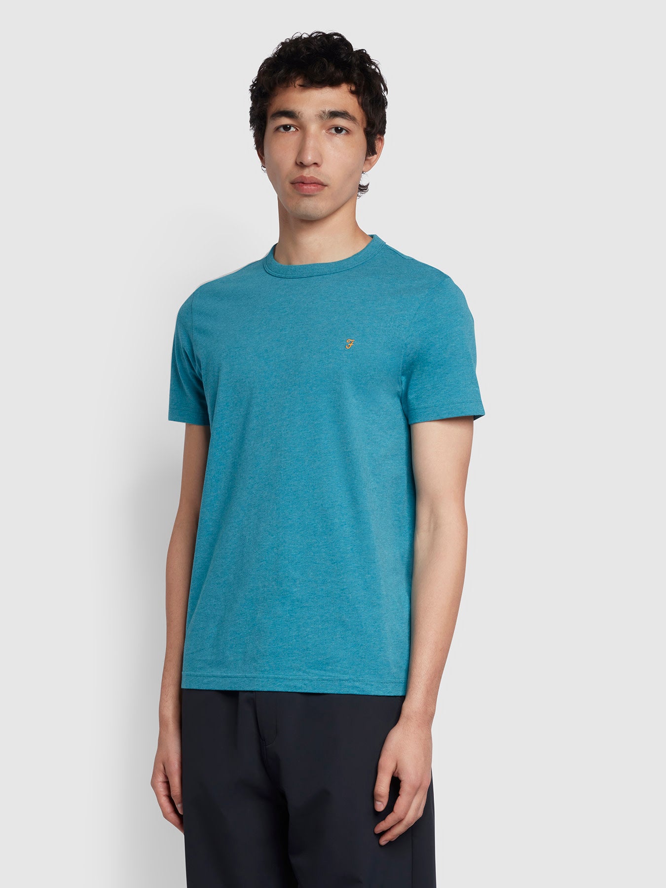 Farah Danny Slim Fit Organic Cotton T-Shirt In Blue