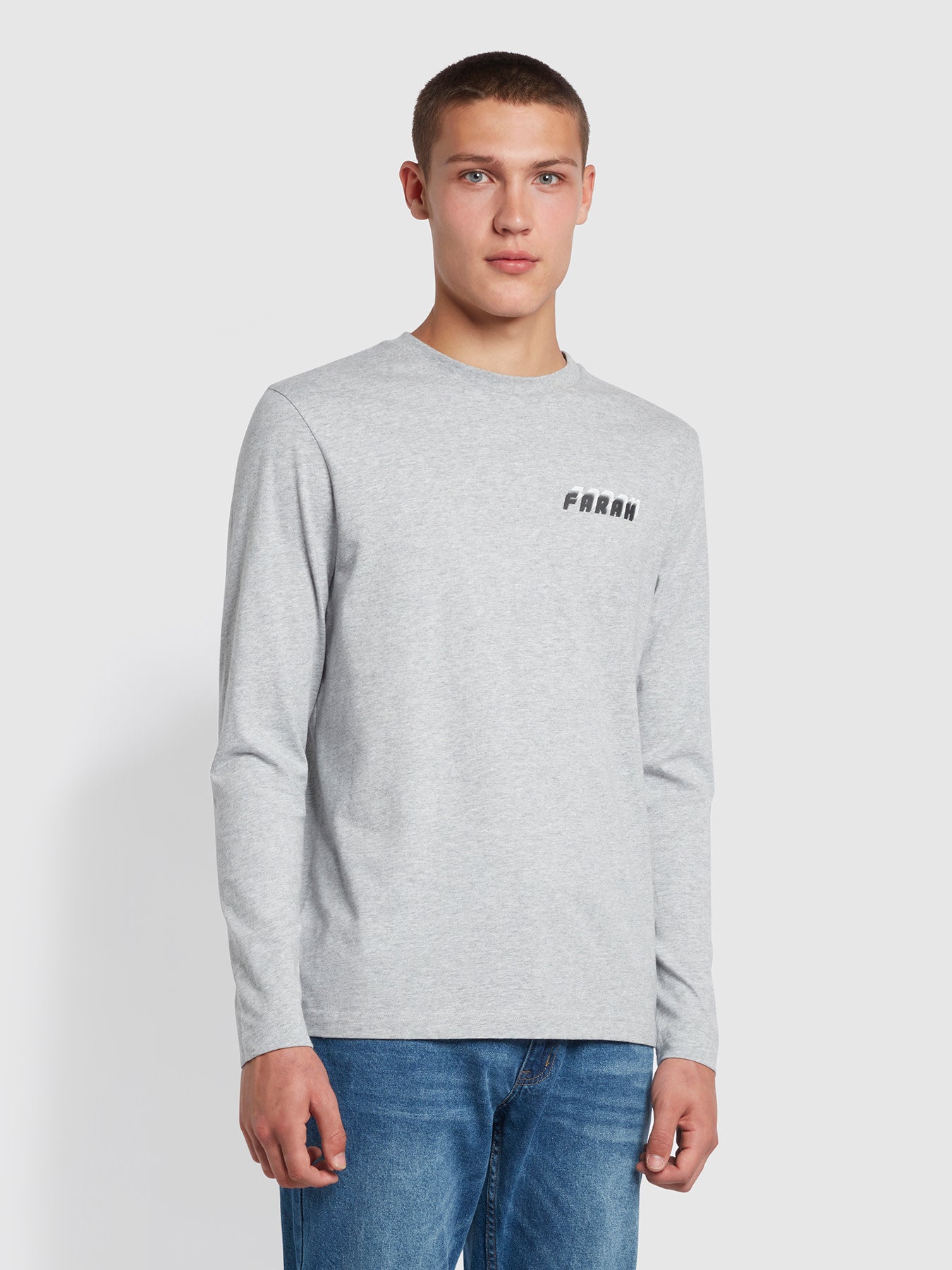 Farah Aspin Regular Fit Organic Cotton Graphic T-Shirt In Grey
