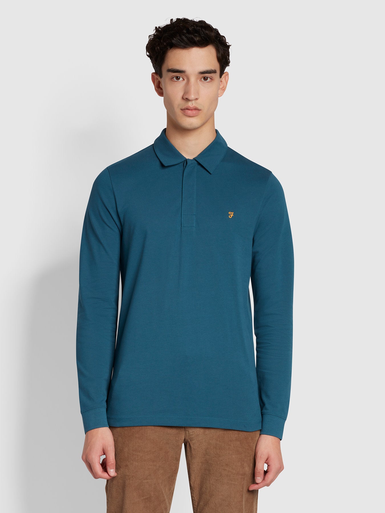 View Haslam Slim Fit Organic Cotton Polo Shirt In Atlantic information