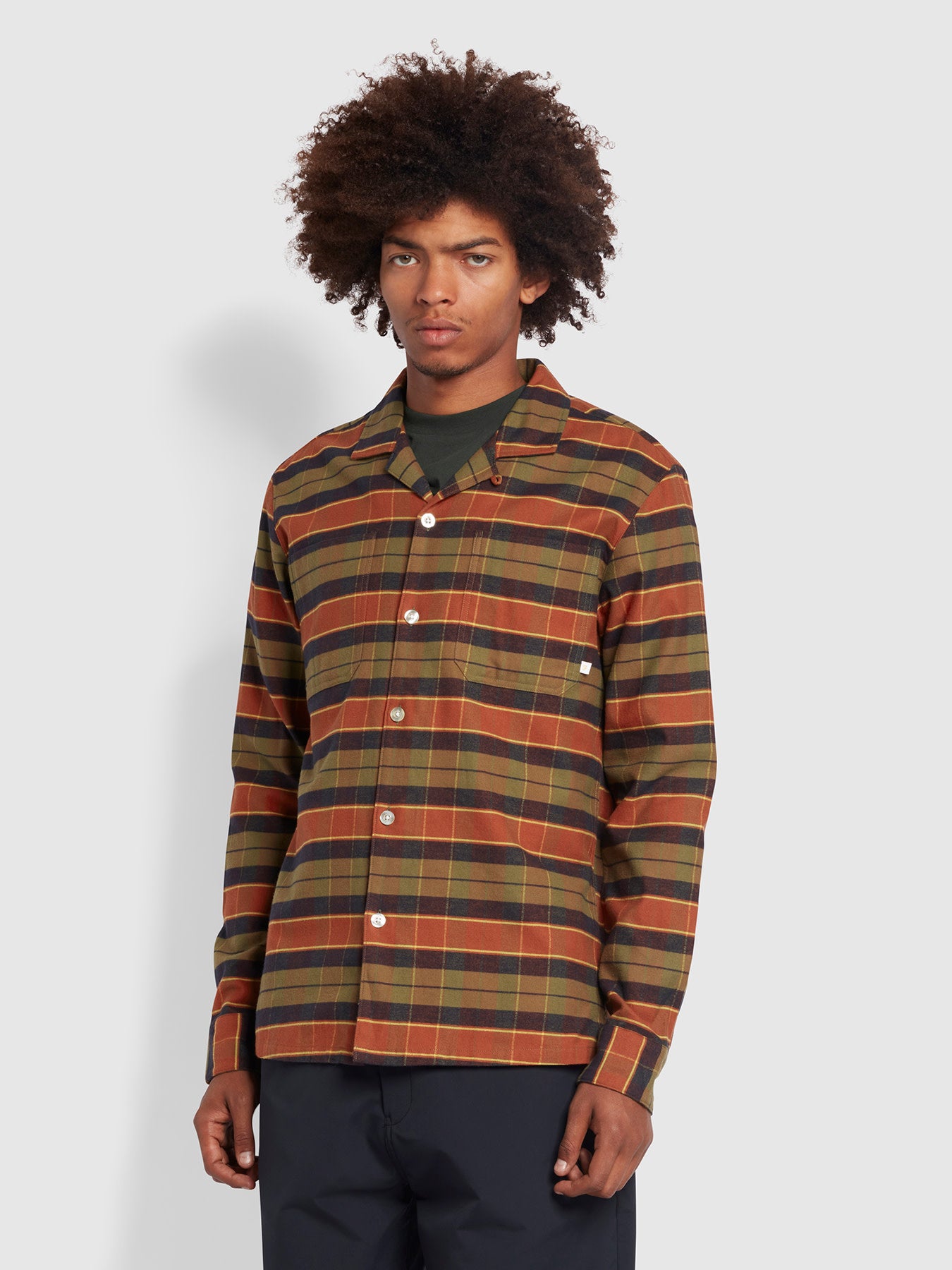 View Bovell Check Reserve Organic Cotton Shirt In Terracotta information