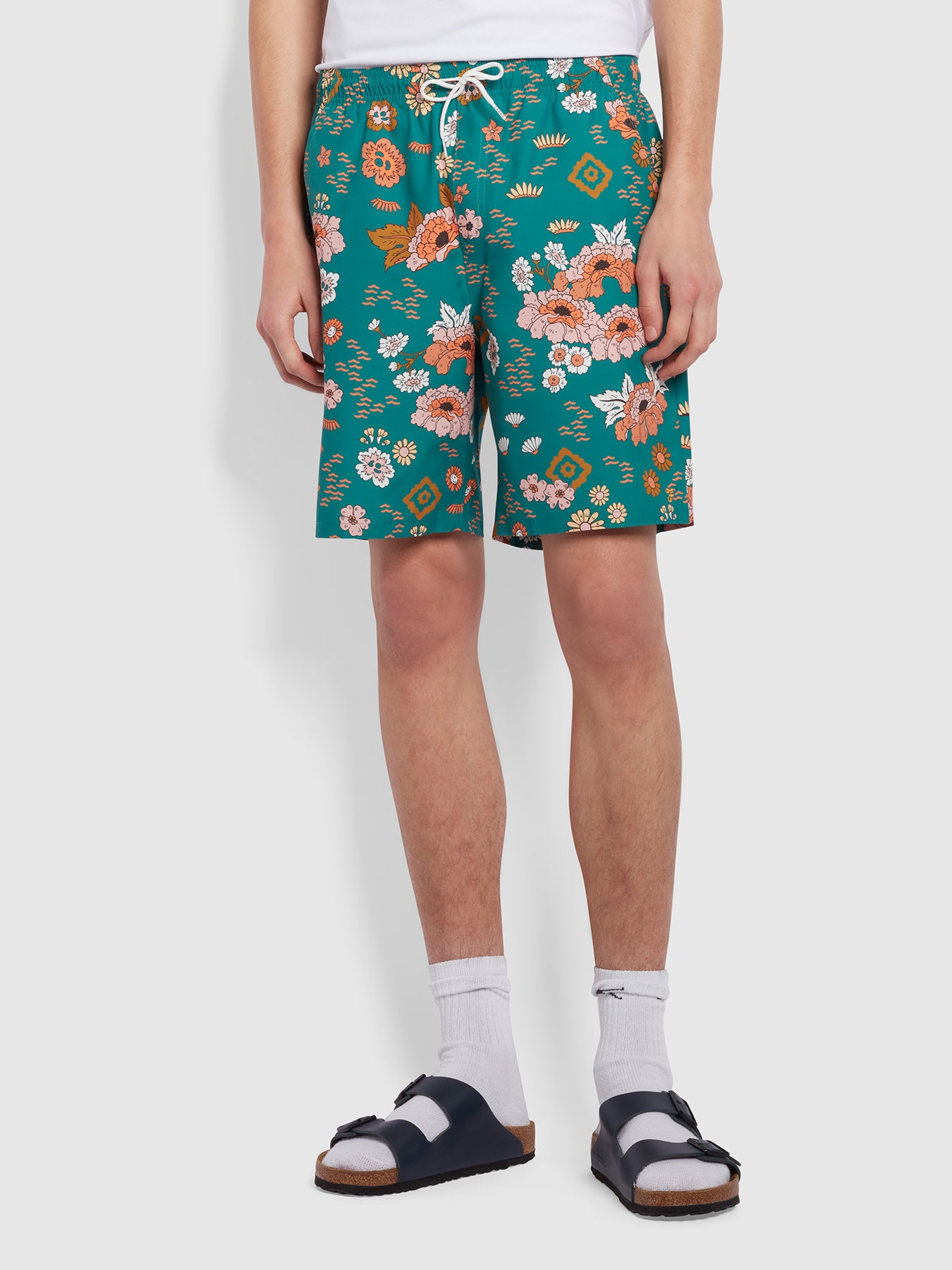 View Colbert Regular Fit Floral Print Swim Shorts In Mallard Green information