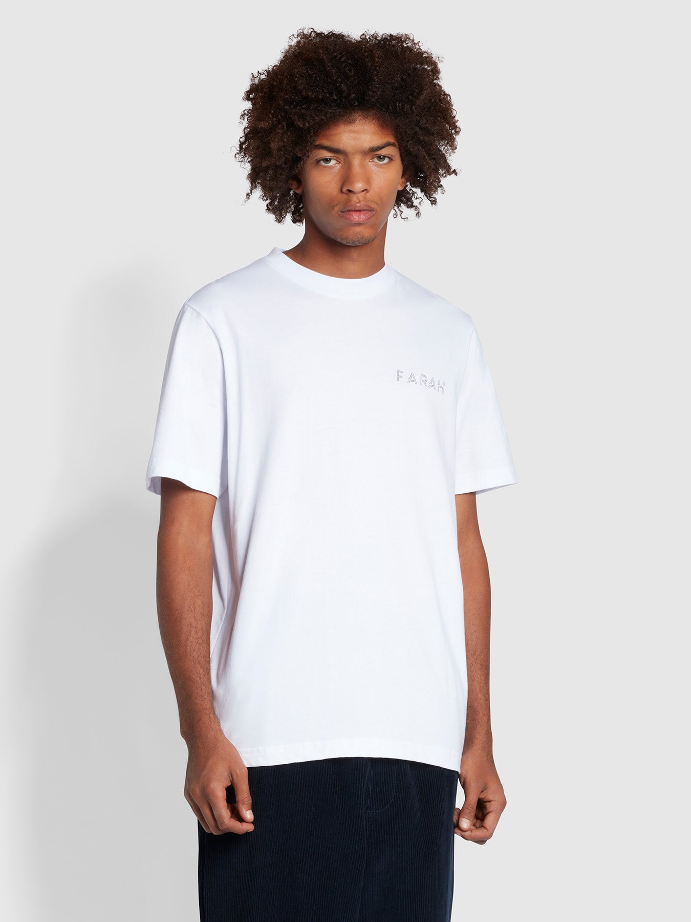 Farah Terry Regular Fit Organic Cotton Short Sleeve Graphic T-Shirt In White