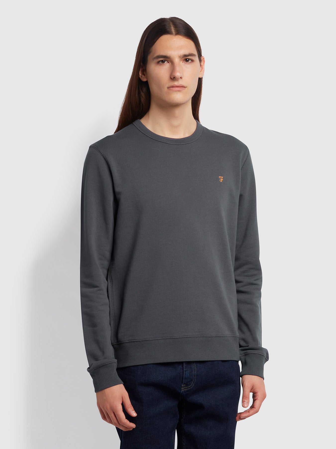 View Tim Organic Cotton Crew Neck Sweatshirt In Farah Grey information