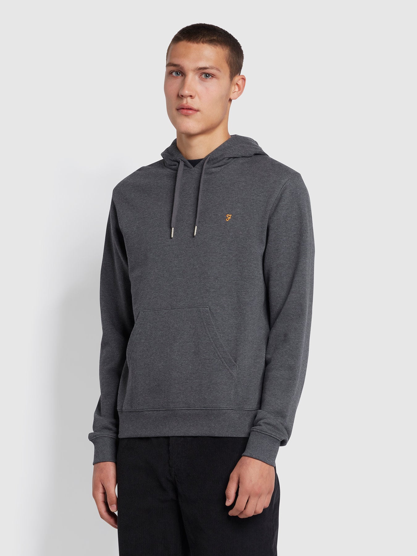 View Zain Slim Fit Organic Cotton Hoodie In Farah Grey Marl information