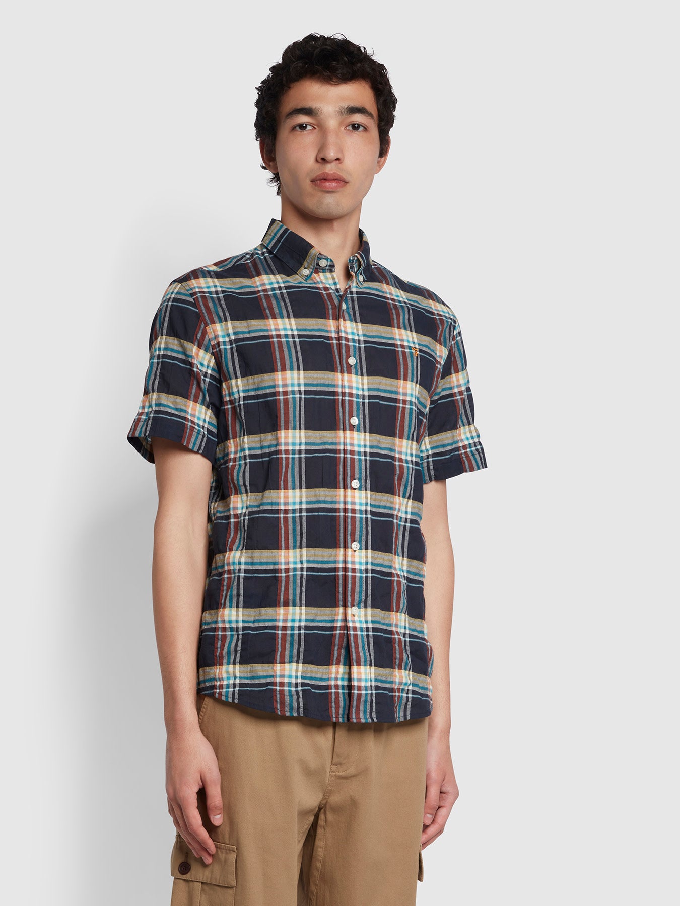 Cashell Casual Fit Short Sleeve Organic Cotton Shirt In True Navy