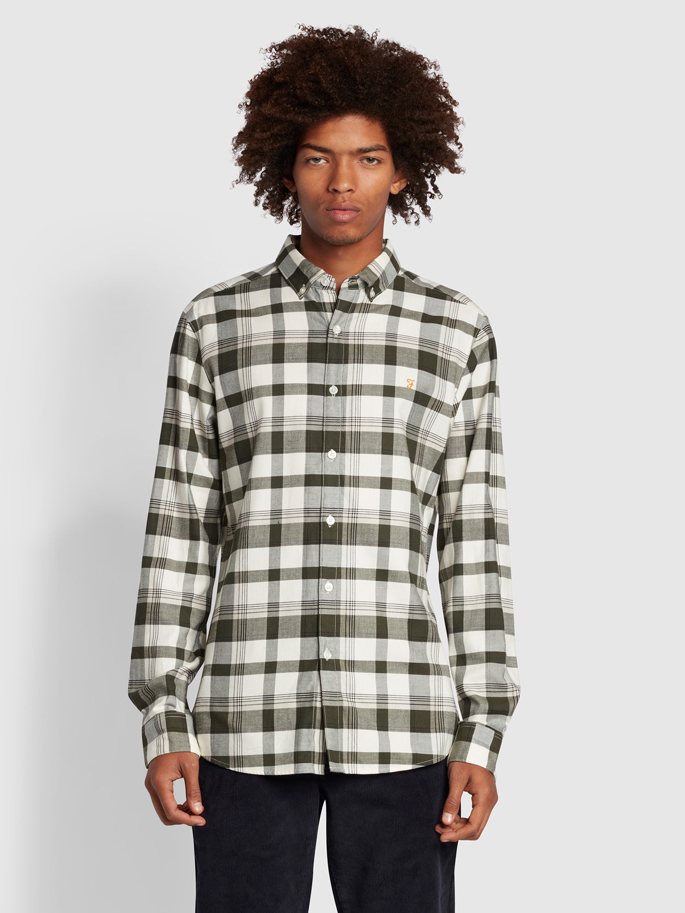 Jean Slim Fit Check Long Sleeve Shirt In Evergreen