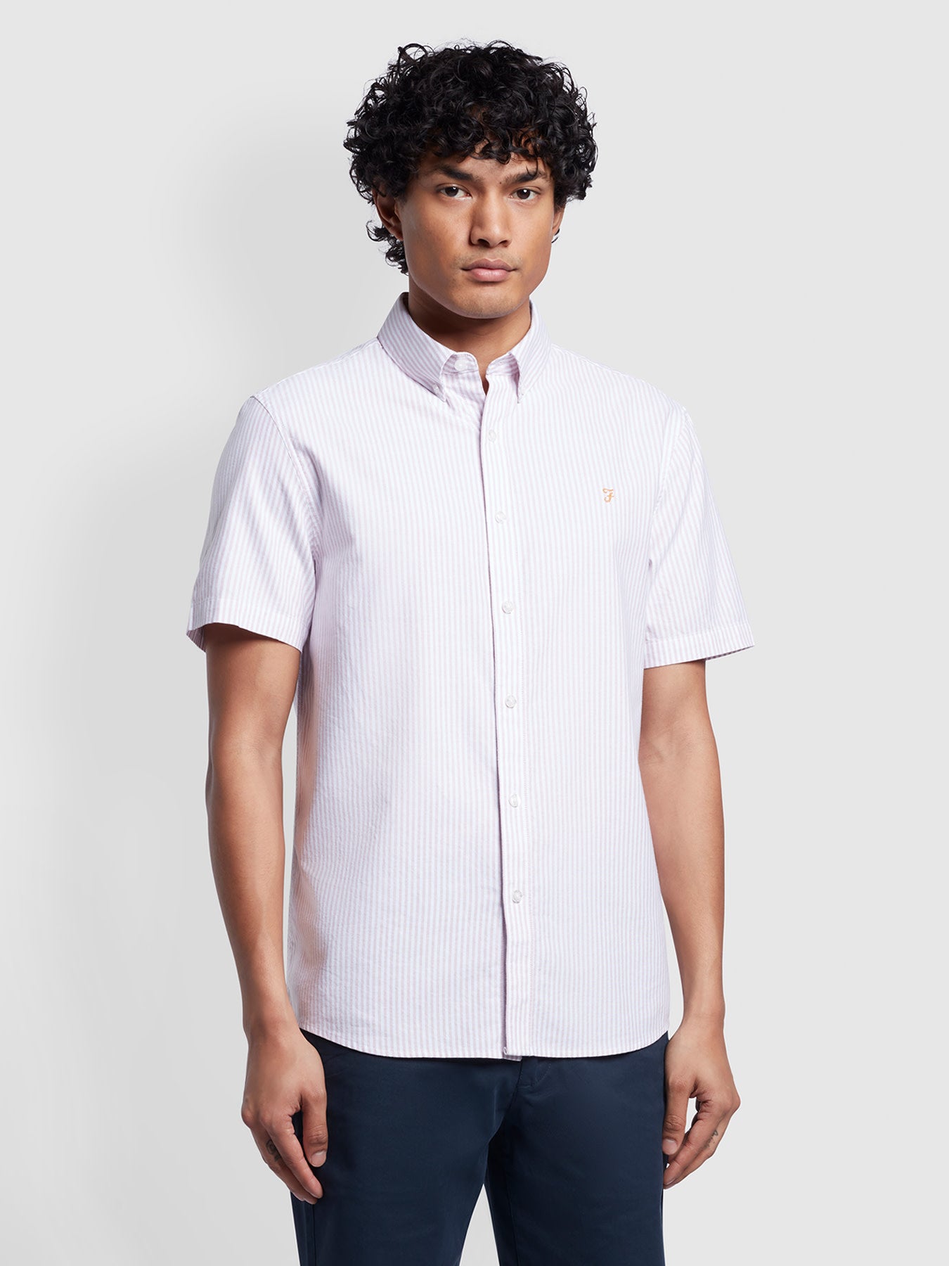 View Brewer Stripe Short Sleeve Shirt In Dark Pink information