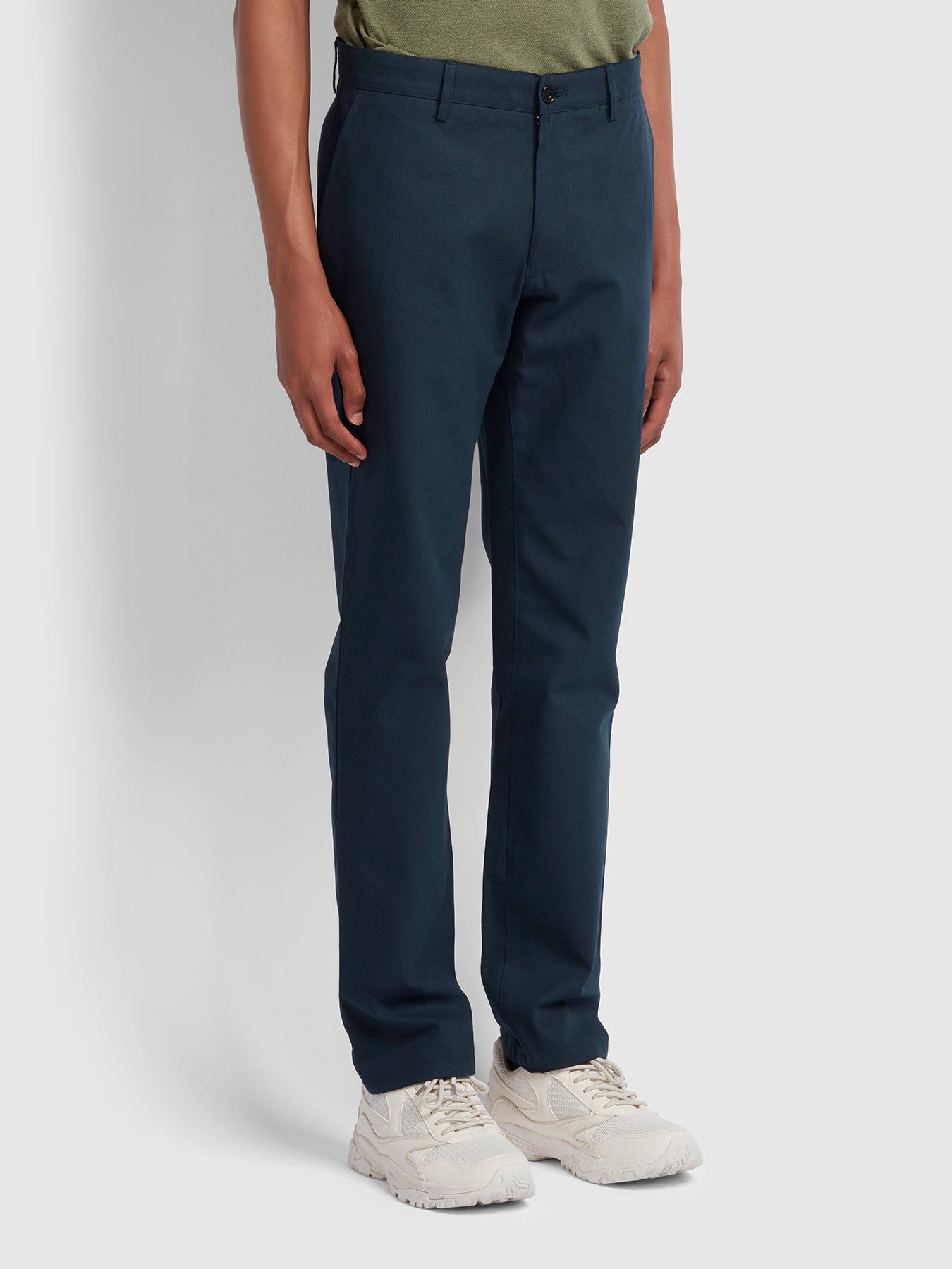 Farah Elm Regular Fit Cotton Hopsack Trousers In Blue