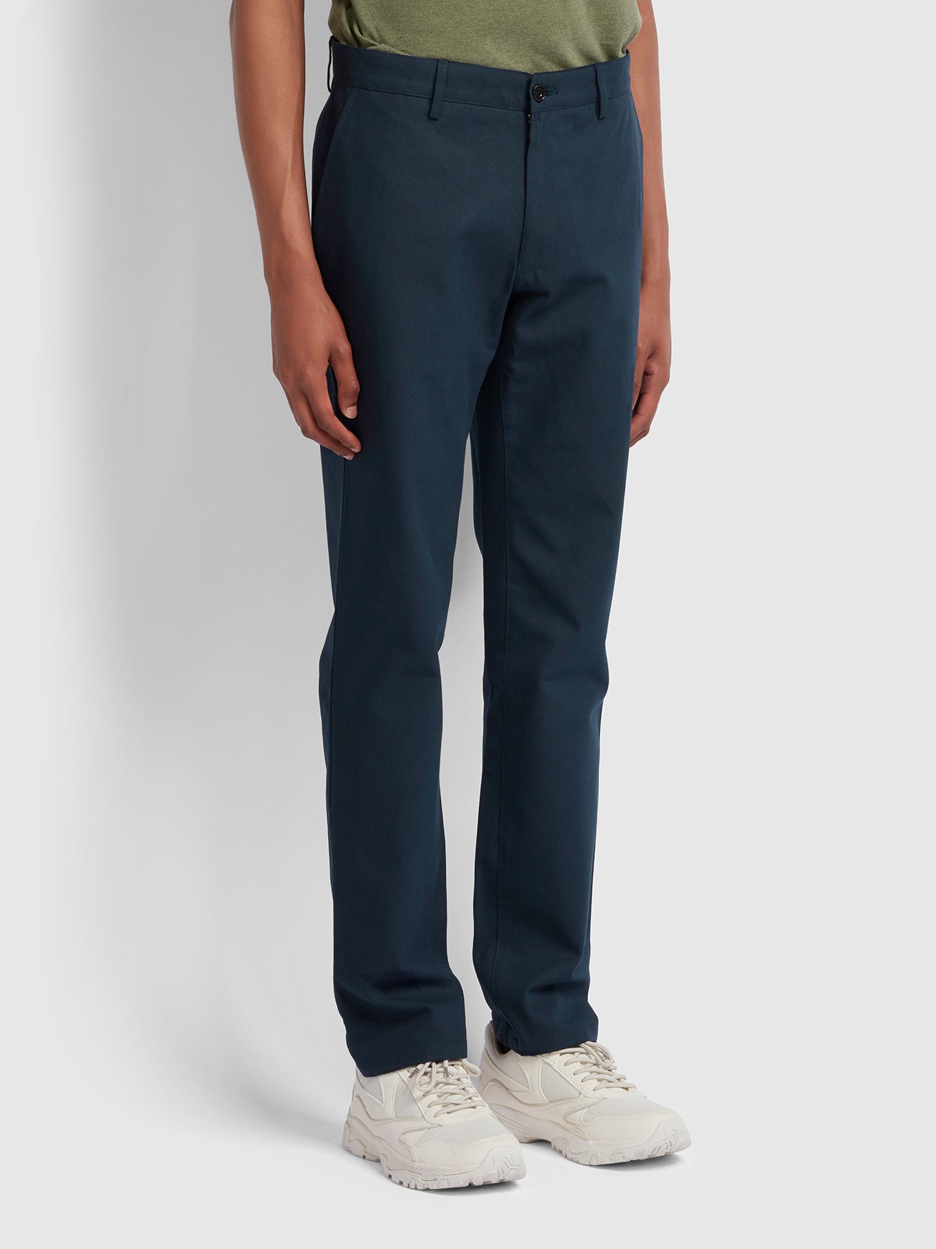 View Elm Regular Fit Cotton Hopsack Trousers In True Navy information