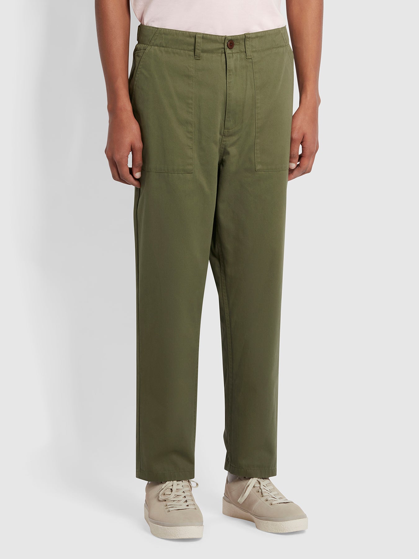View Hawtin Relaxed Fit Twill Trousers In Vintage Green information