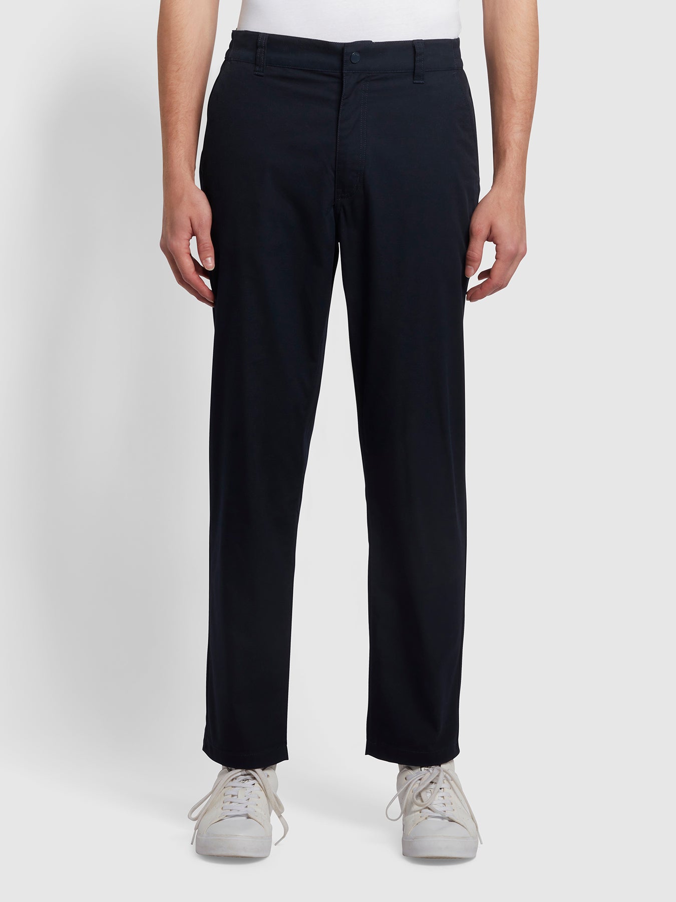 View Rushmore Regular Fit Tapered Fit Trousers In True Navy information