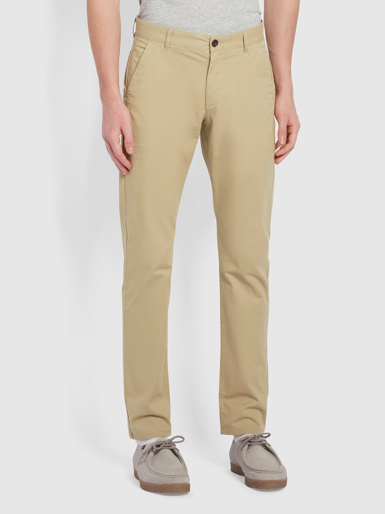 View Elm Regular Slim Fit Organic Cotton Twill Chinos In Light Sand information