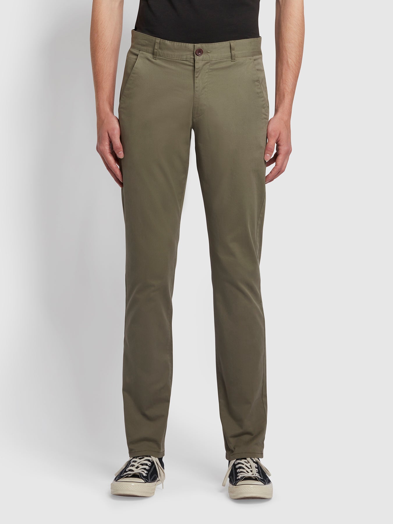 View Elm Regular Fit Organic Cotton Twill Chinos In Vintage Green information