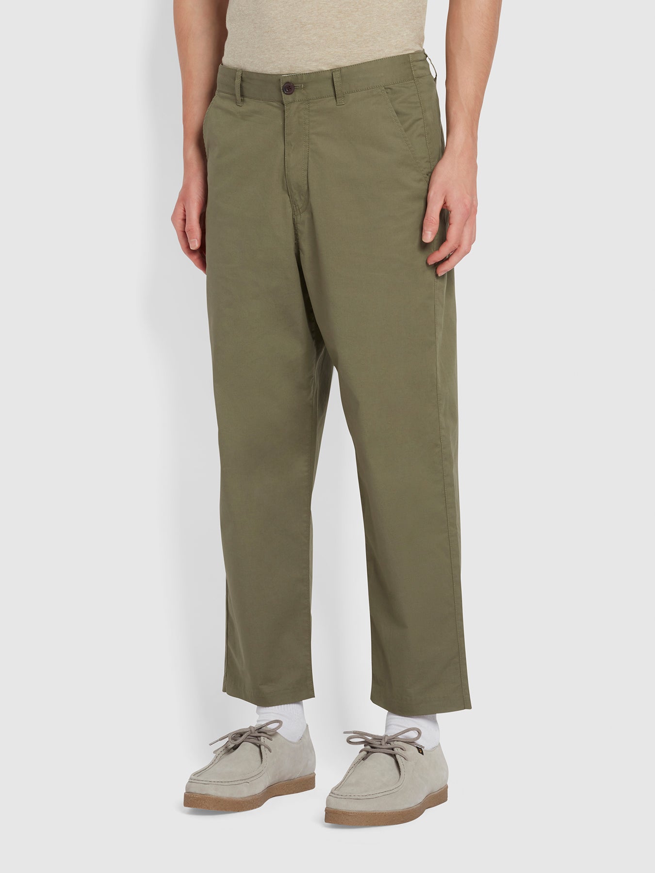 View Hawtin Relaxed Fit Paper Touch Trousers In Vintage Green information