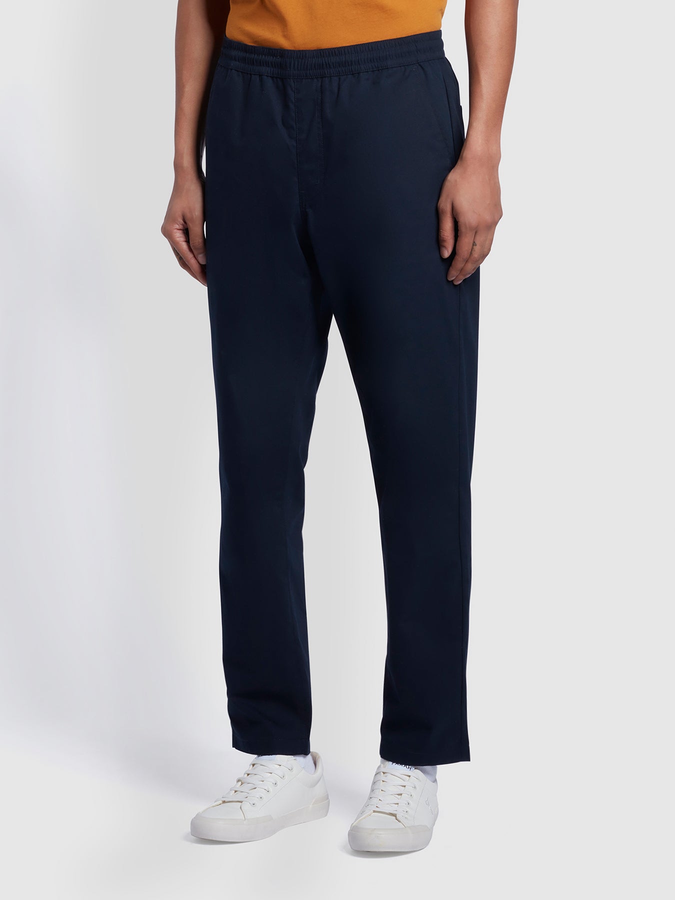 View Rushmore Regular Fit Canvas Drawstring Trousers In True Navy information