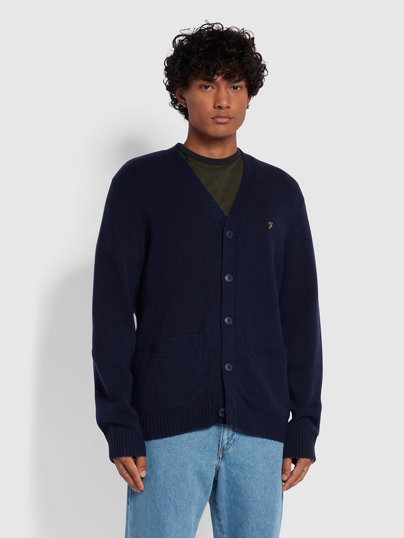 View Birchall Slim Fit Wool Cardigan In True Navy information