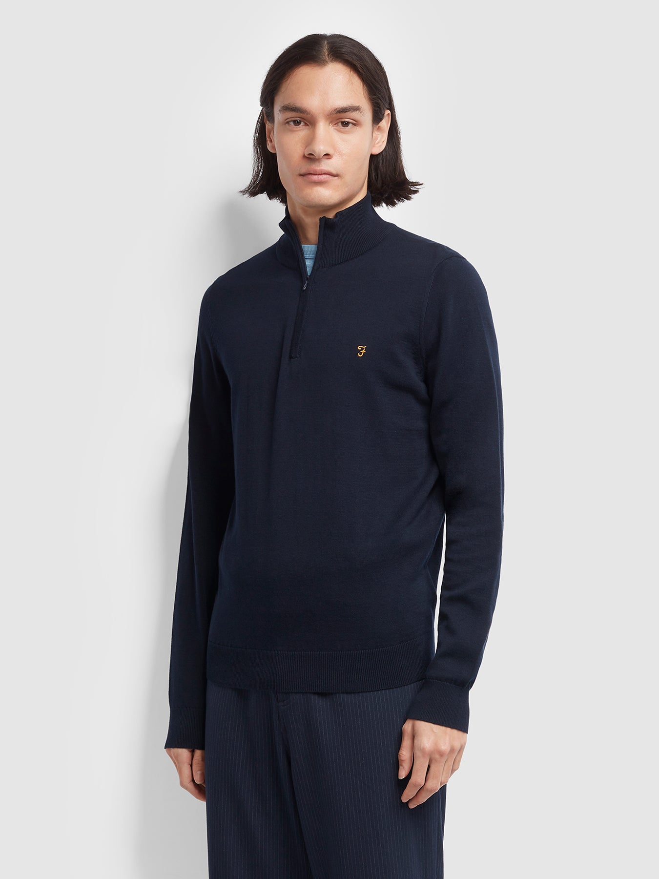 View Redchurch Cotton Quarter Zip Jumper In True Navy information