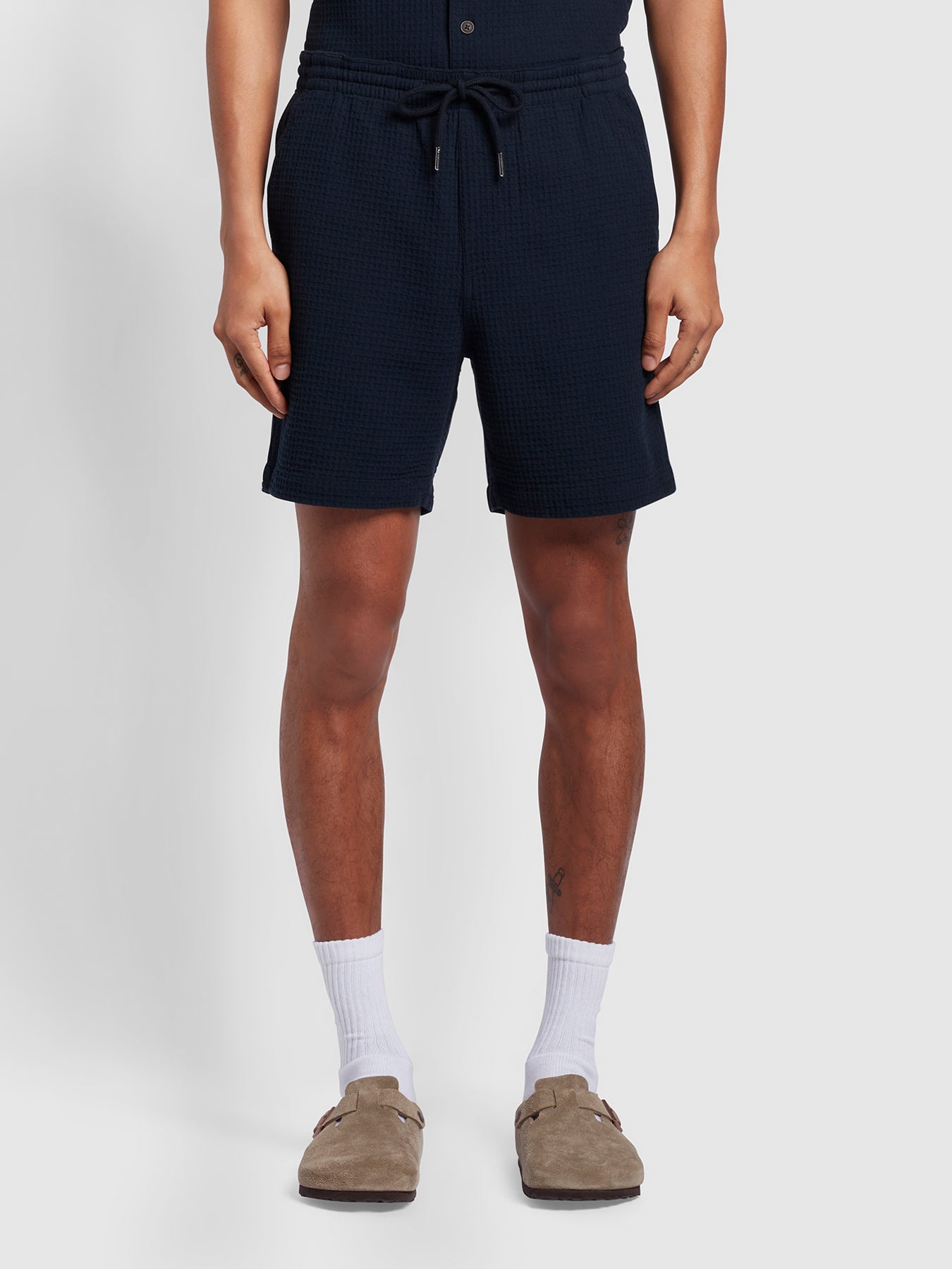 View Redwald Regular Fit Texture Shorts In True Navy information