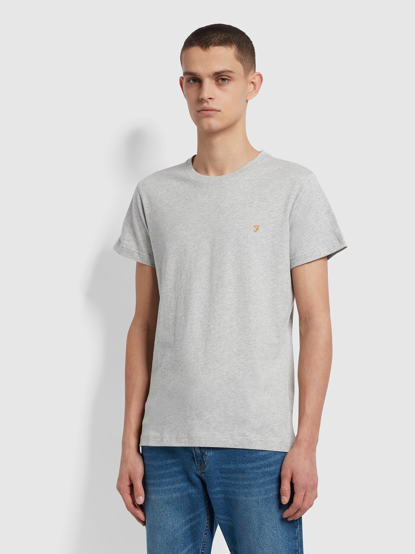 Farah Farris Slim Fit Twin Pack Organic Cotton T-Shirt In Grey